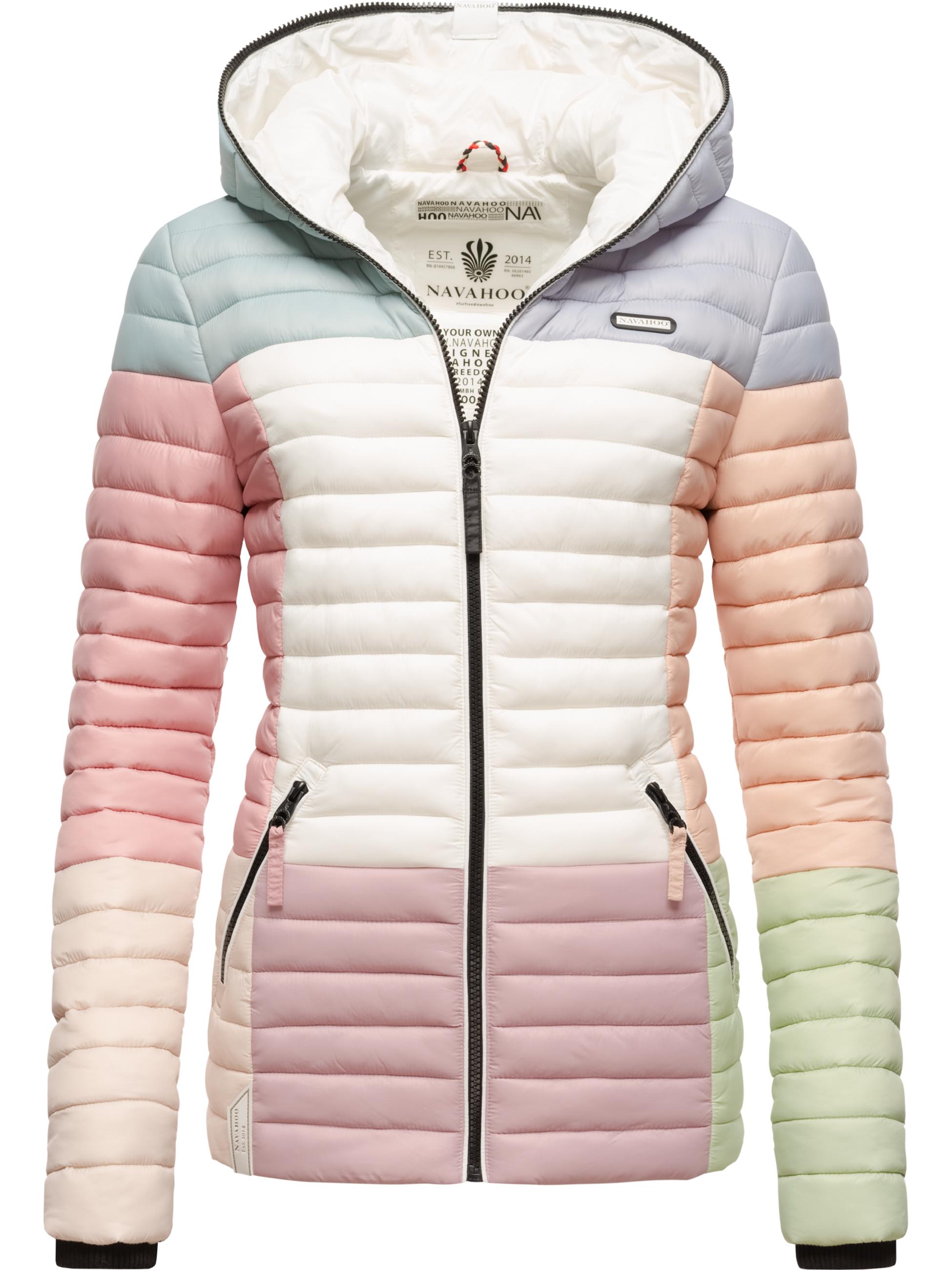 Leichte Steppjacke Colorblocking mit Kapuze "Multikulti" Multicolour Pastel