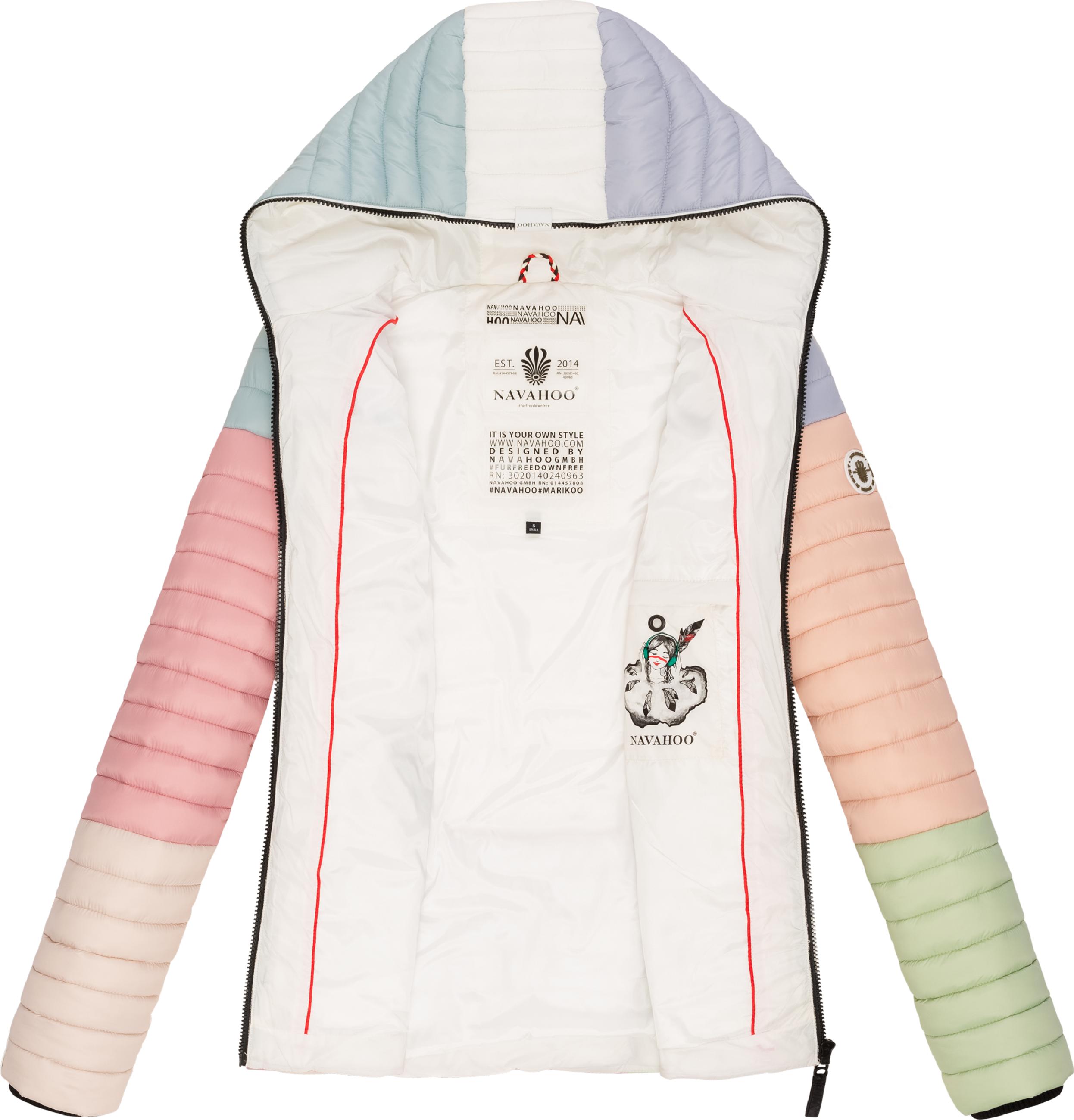 Leichte Steppjacke Colorblocking mit Kapuze "Multikulti" Multicolour Pastel