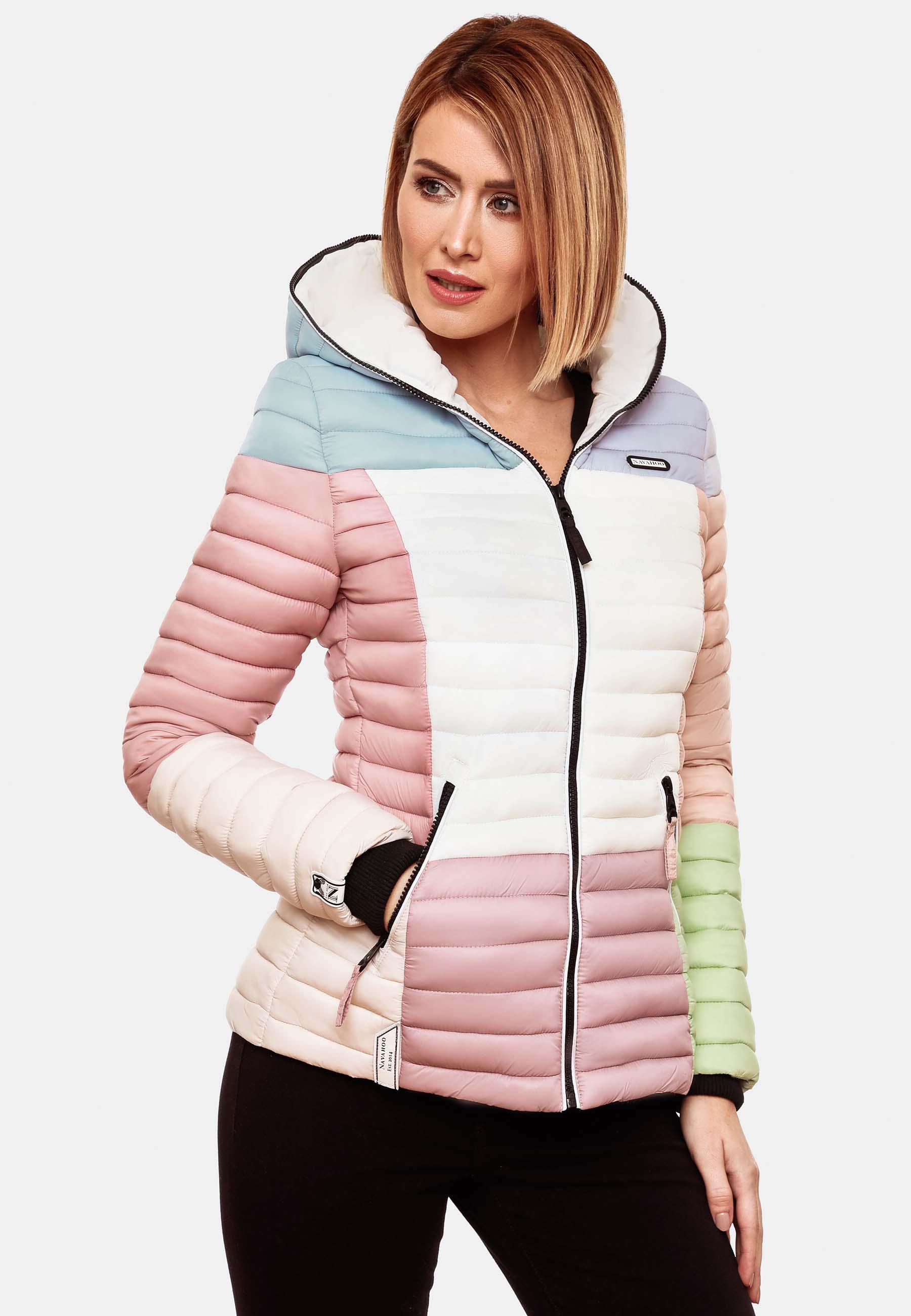 Leichte Steppjacke Colorblocking mit Kapuze "Multikulti" Multicolour Pastel