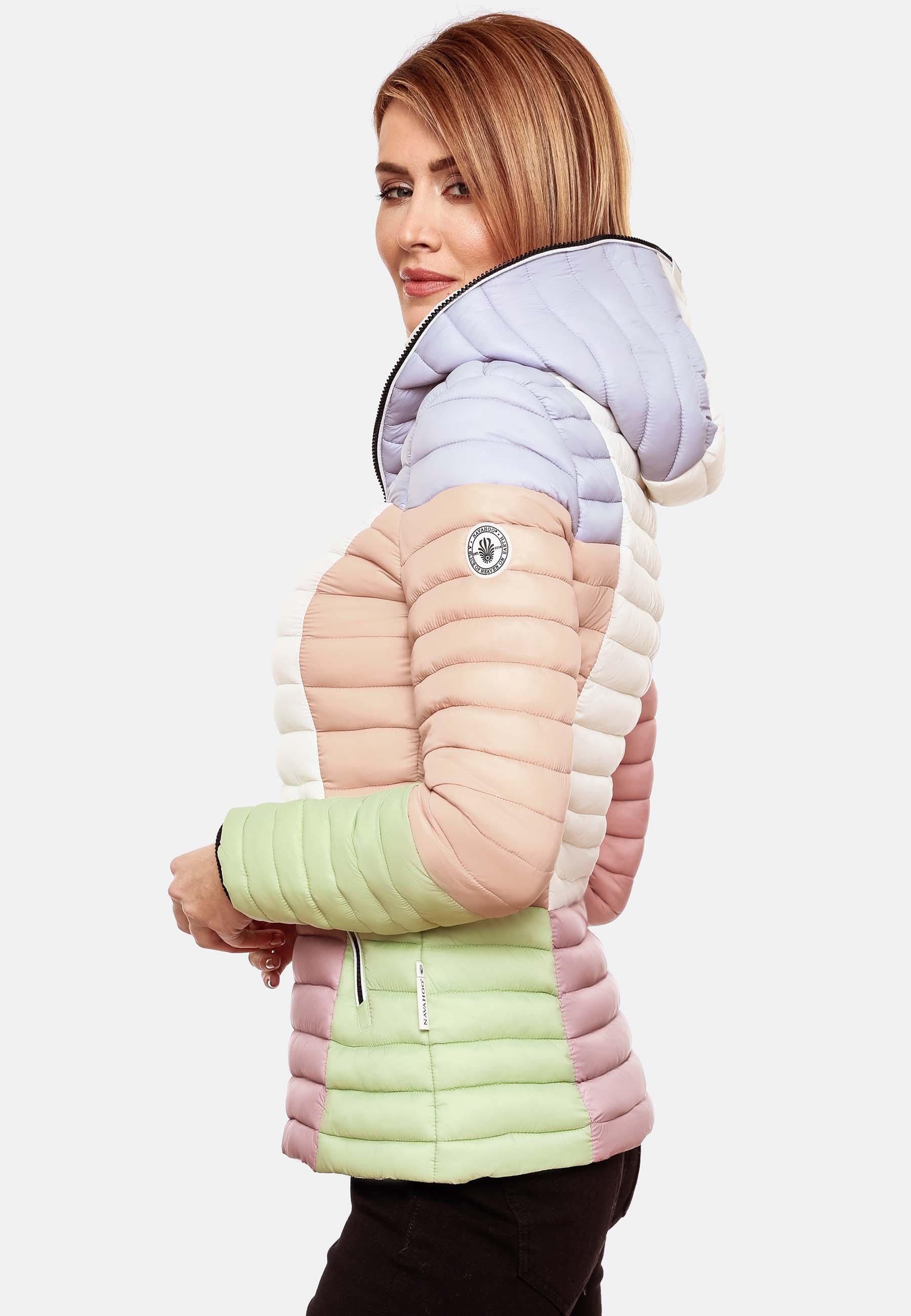 Leichte Steppjacke Colorblocking mit Kapuze "Multikulti" Multicolour Pastel