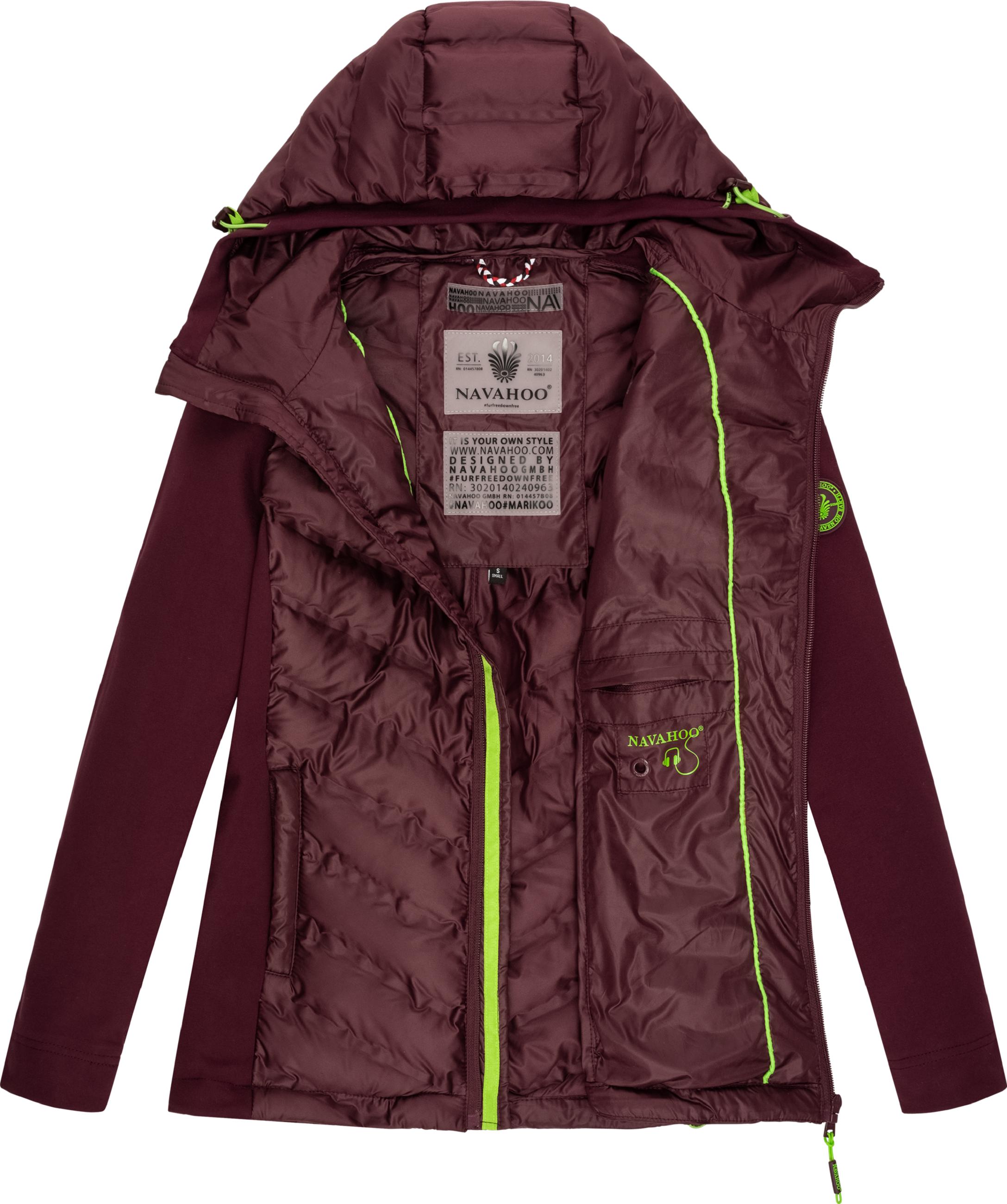 Leichte Steppjacke mit Kapuze "Nimm Mich Mit" Aubergine