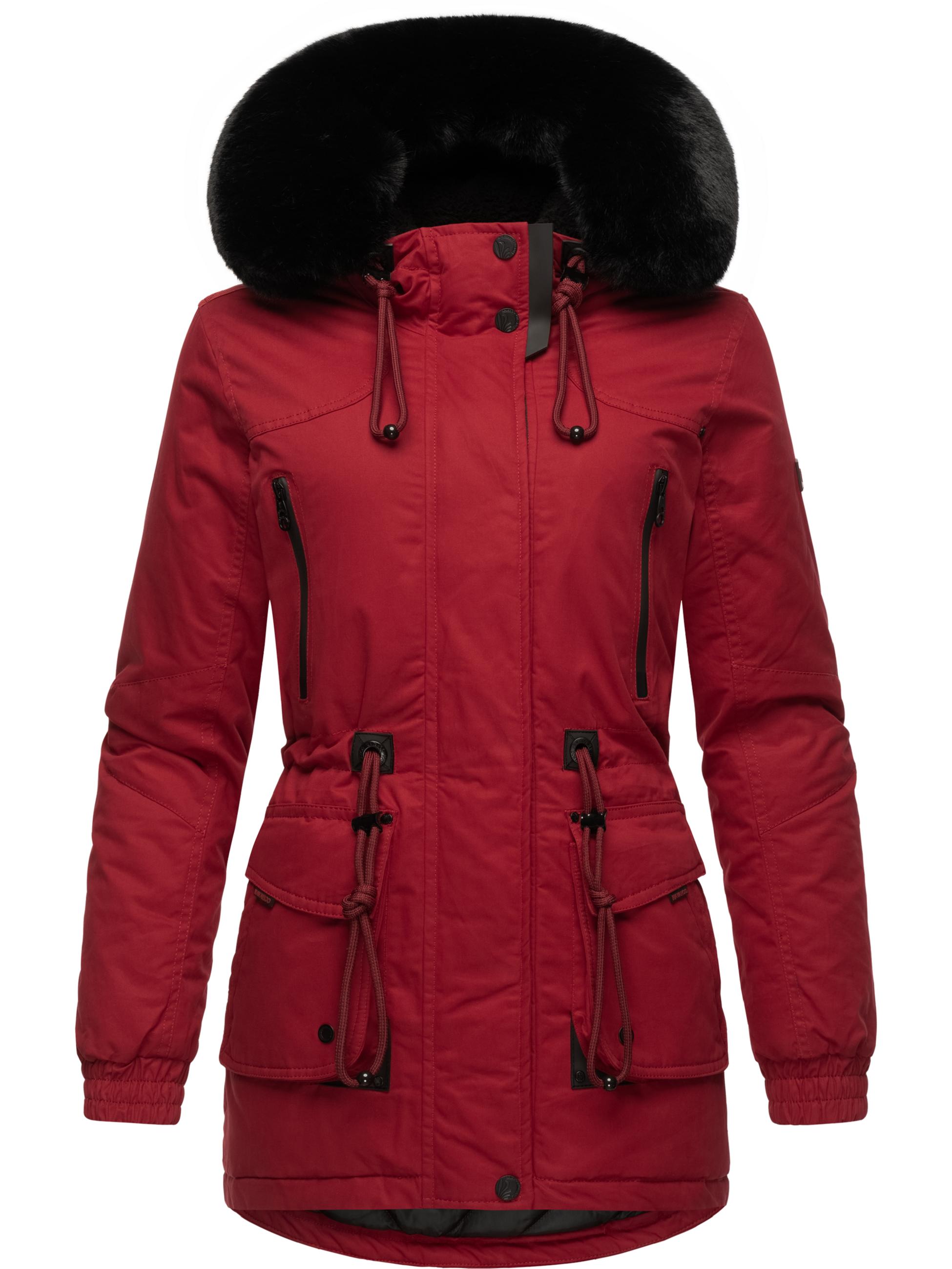 Winterparka mit Kapuze "Olessaa" Blood Red