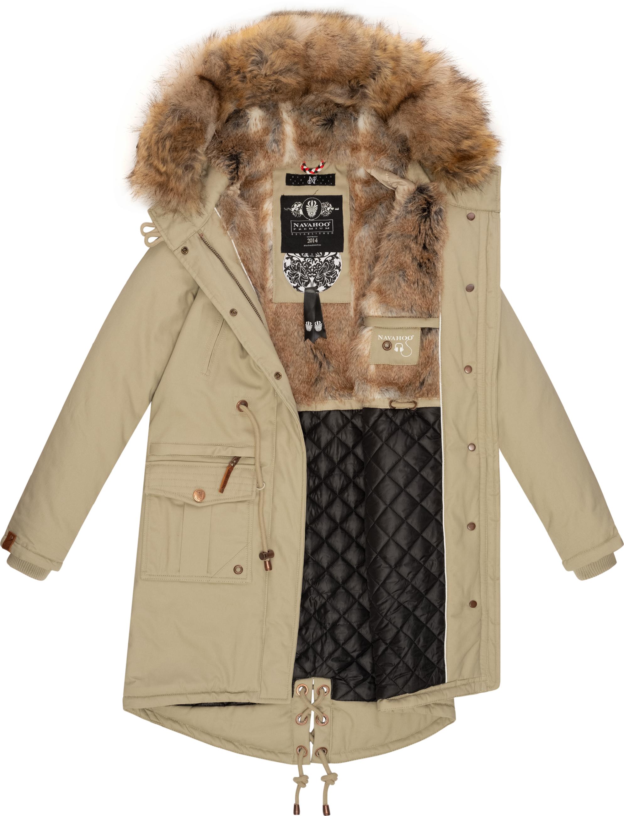 Winterparka mit abnehmbarem Kunstfell "Rosinchen" Pebble Grey