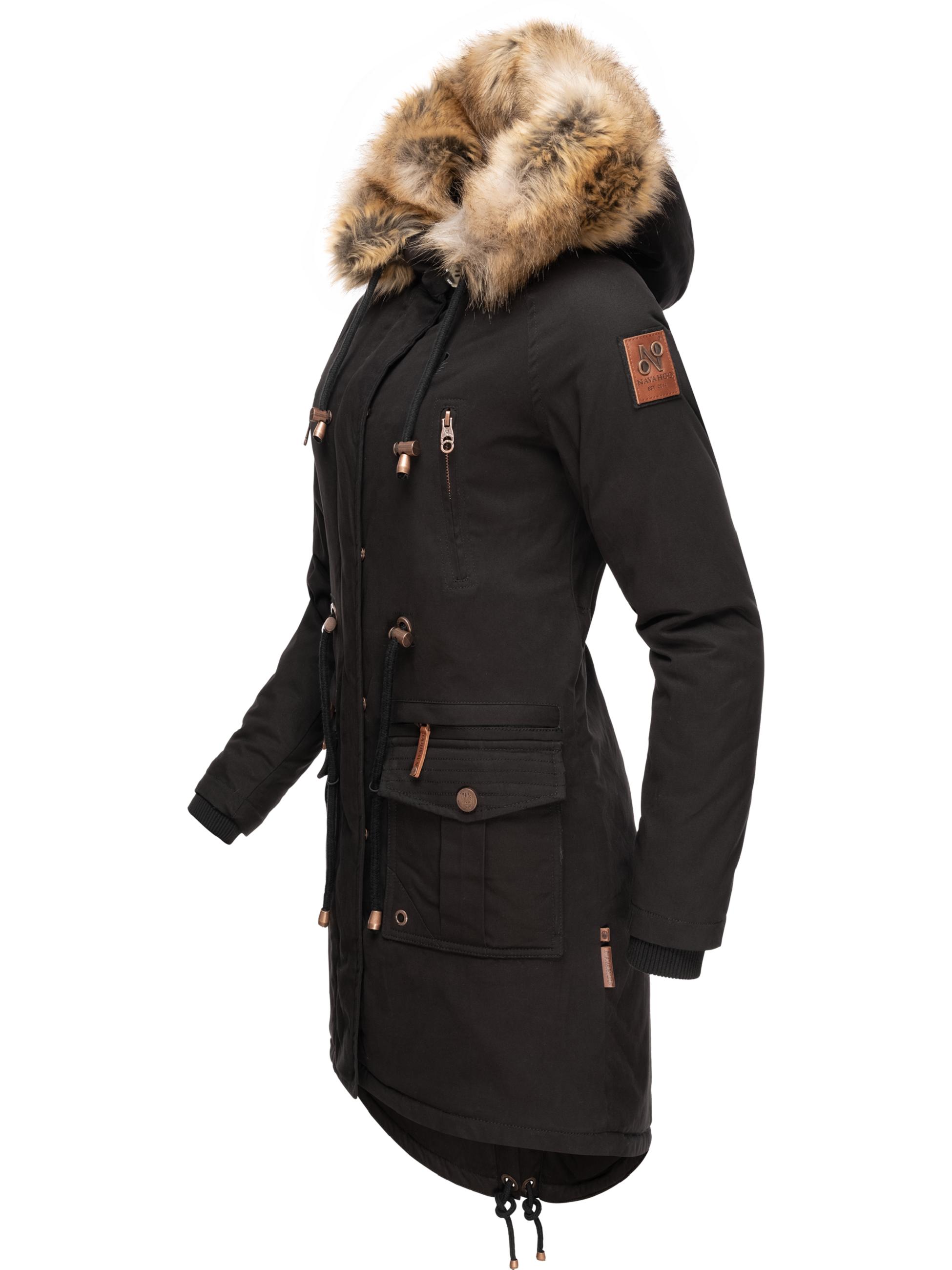 Winterparka mit abnehmbarem Kunstfell "Rosinchen" Schwarz