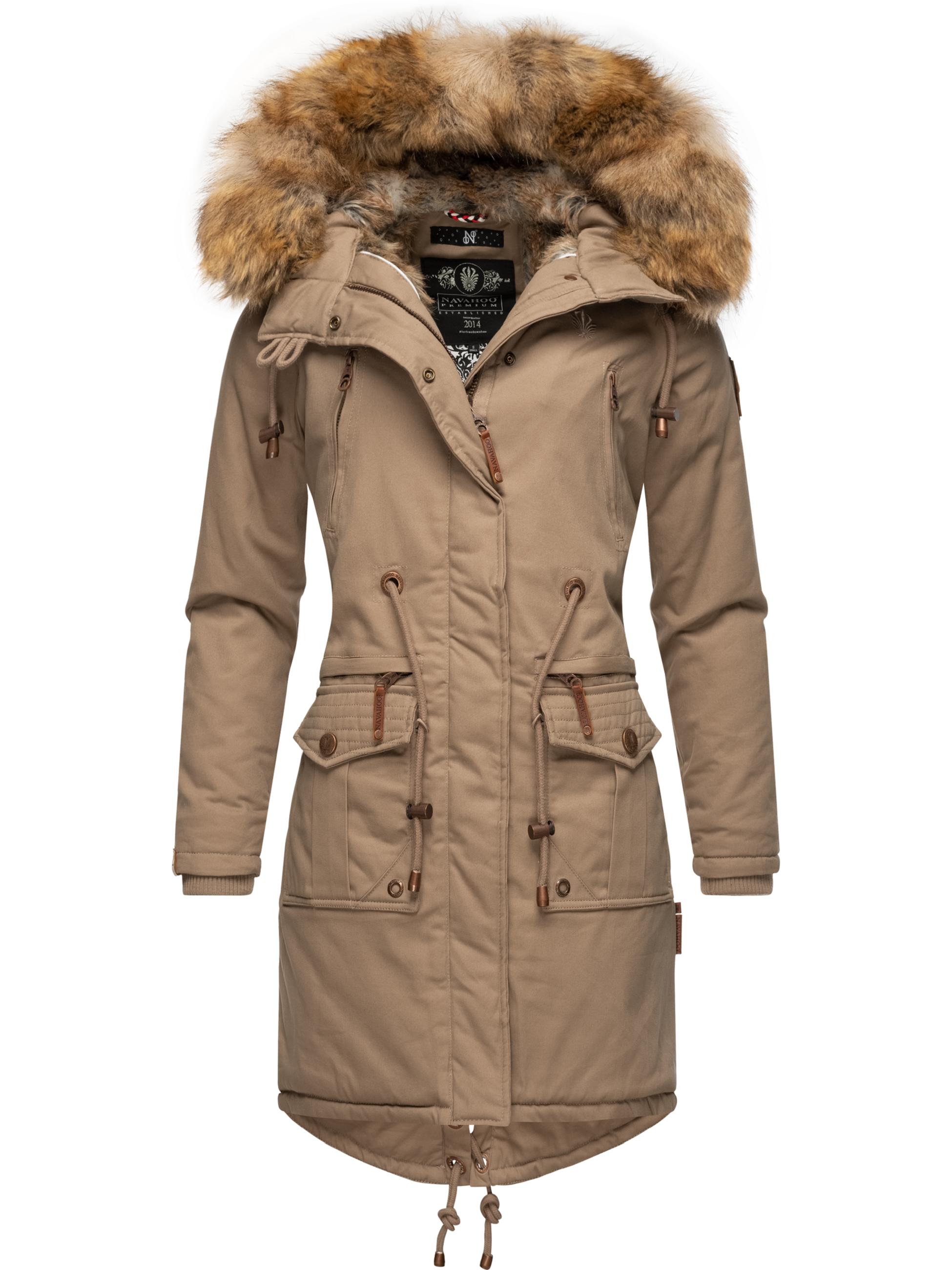 Winterparka mit abnehmbarem Kunstfell "Rosinchen" Taupe