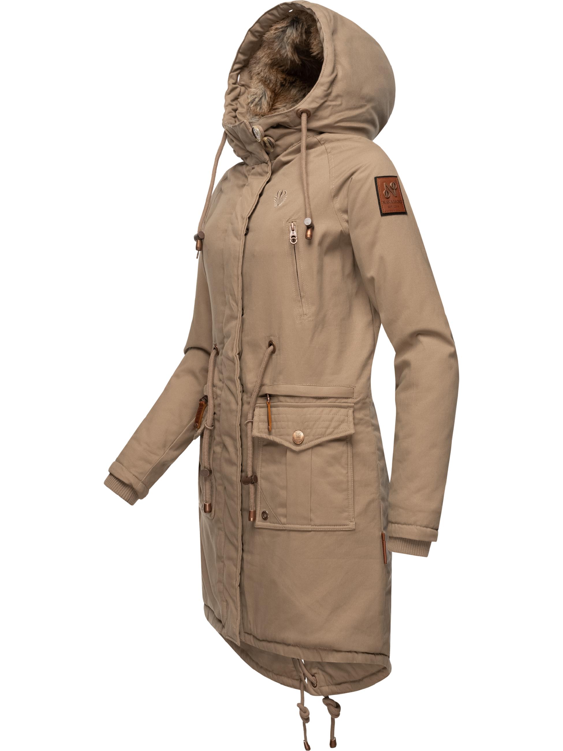 Winterparka mit abnehmbarem Kunstfell "Rosinchen" Taupe