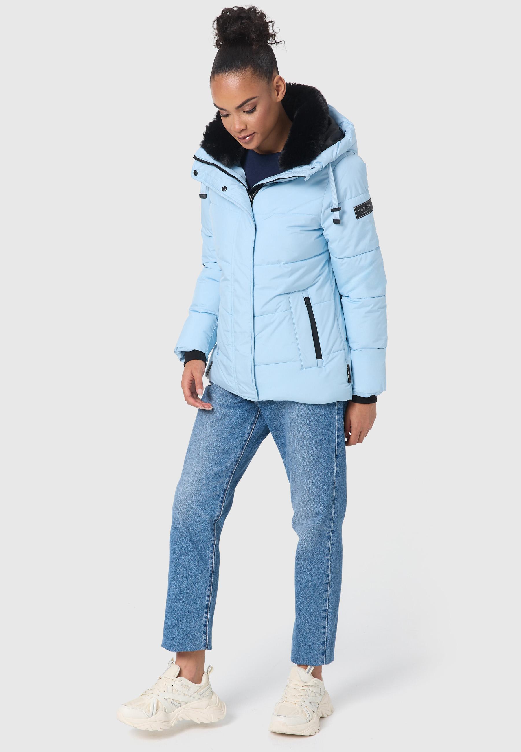 Warme gesteppte Winterjacke mit Kapuze "Sag ja XIV" Baby Blue