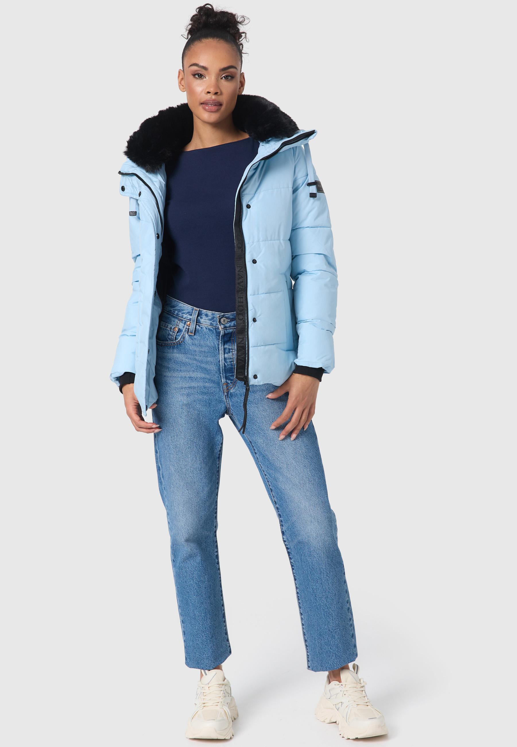 Warme gesteppte Winterjacke mit Kapuze "Sag ja XIV" Baby Blue