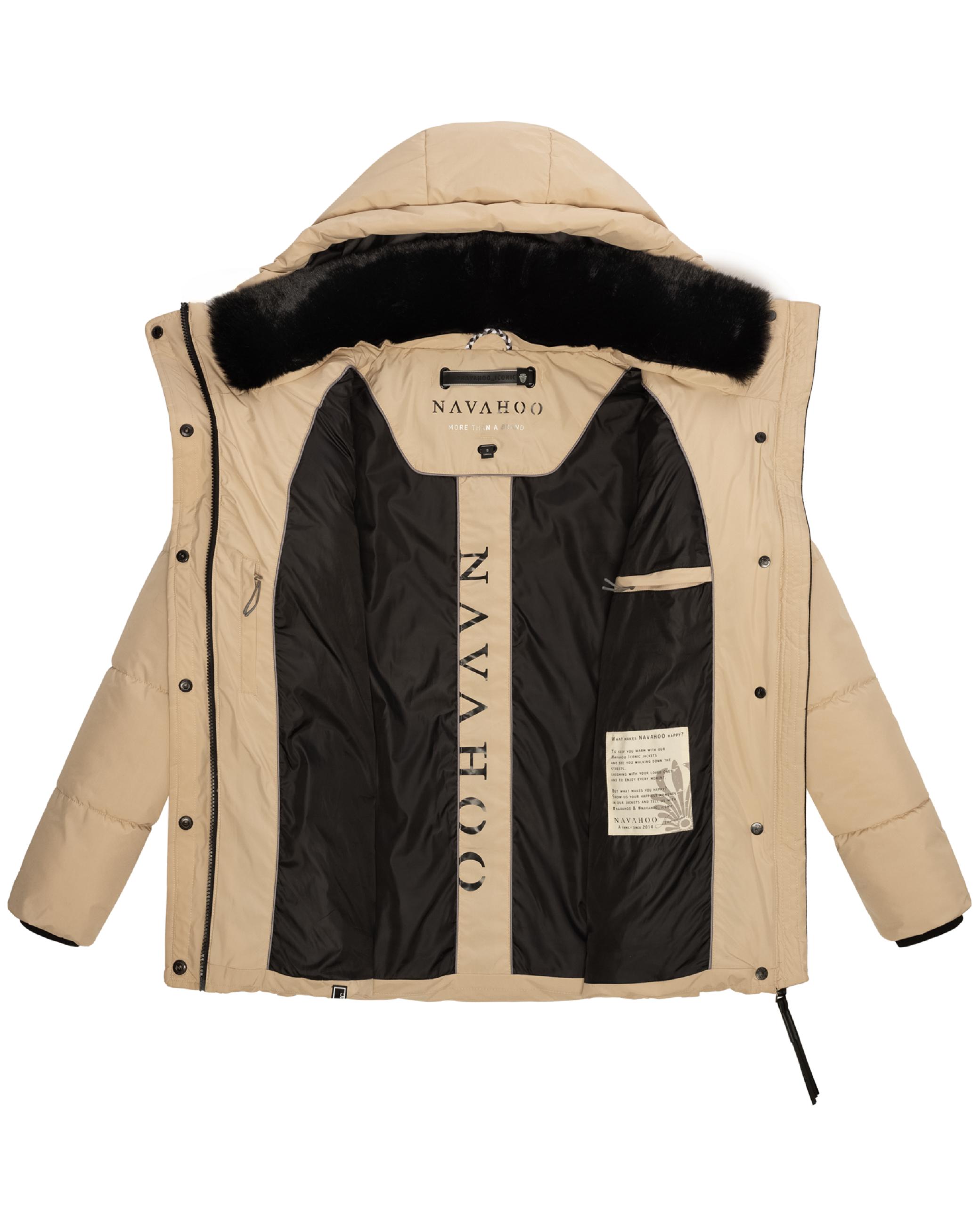 Warme gesteppte Winterjacke mit Kapuze "Sag ja XIV" Beige