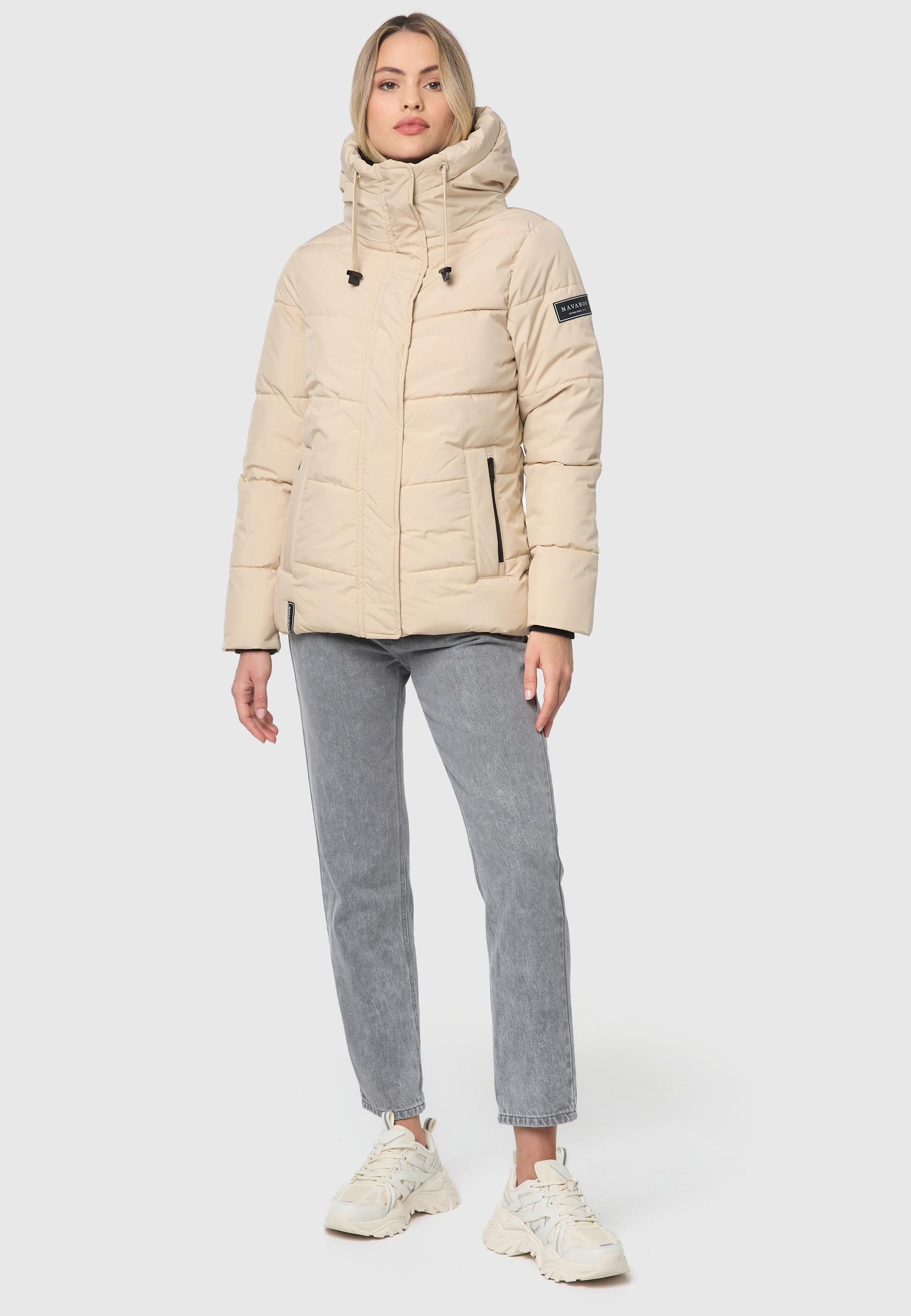 Warme gesteppte Winterjacke mit Kapuze "Sag ja XIV" Beige