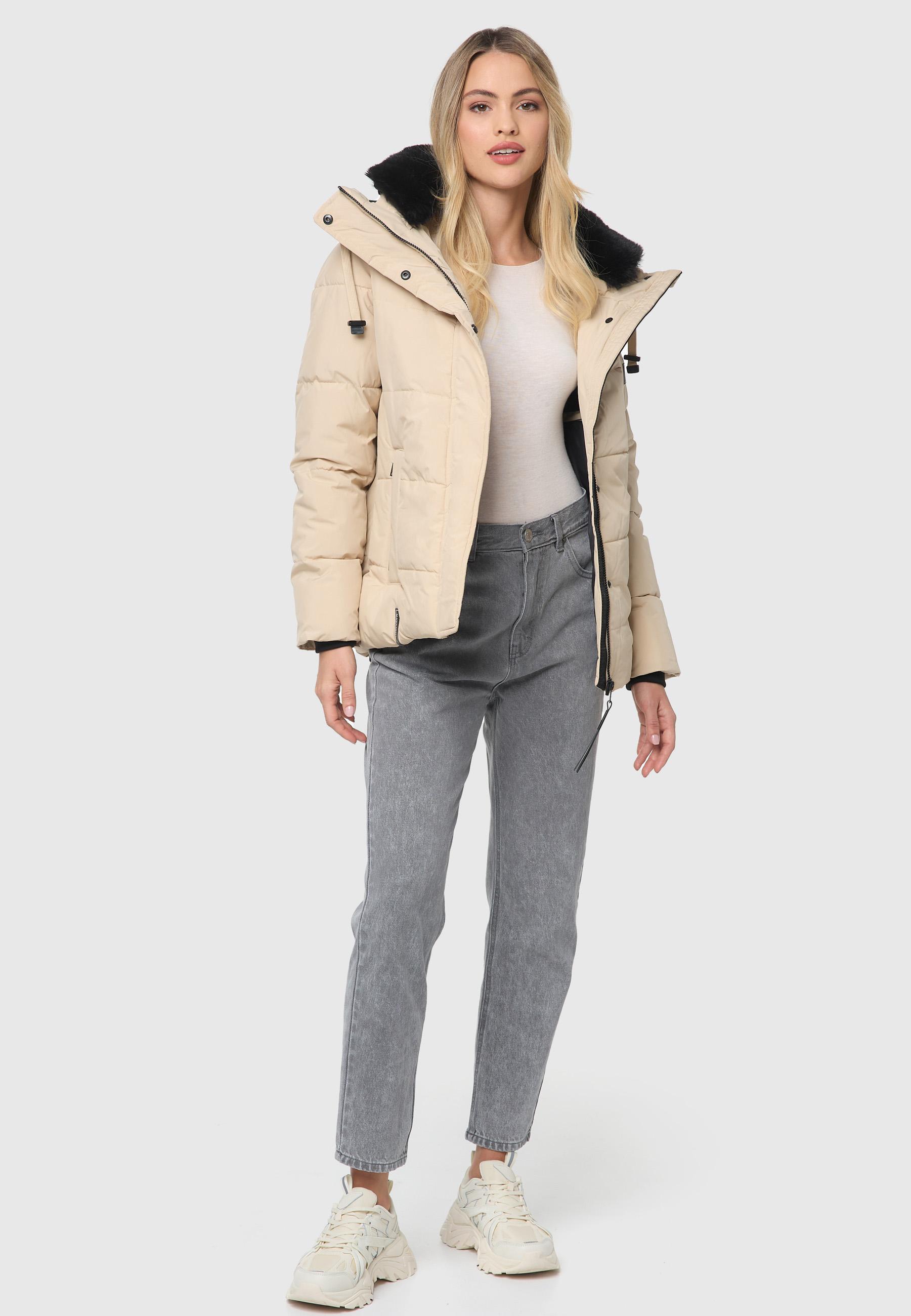 Warme gesteppte Winterjacke mit Kapuze "Sag ja XIV" Beige