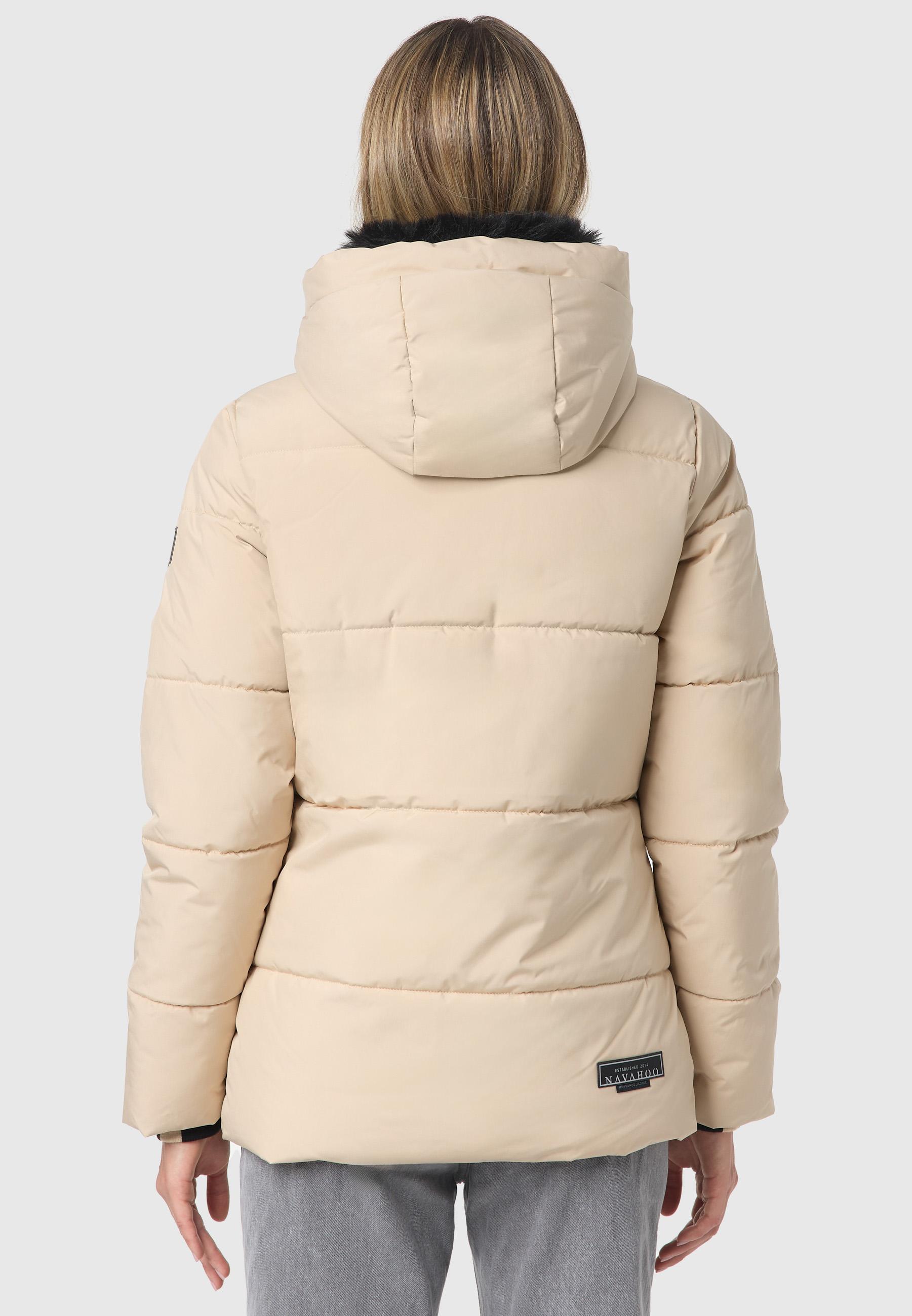 Warme gesteppte Winterjacke mit Kapuze "Sag ja XIV" Beige