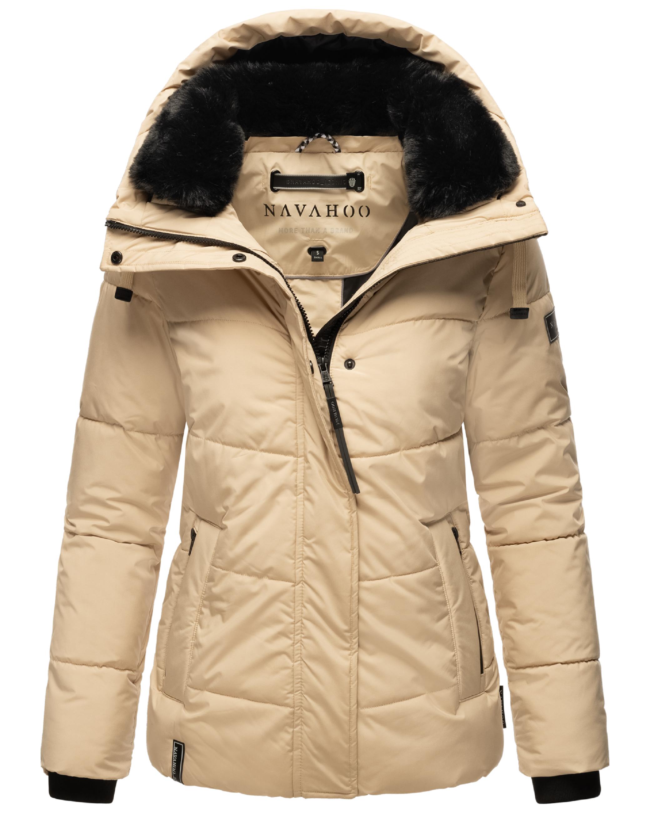 Warme gesteppte Winterjacke mit Kapuze "Sag ja XIV" Beige