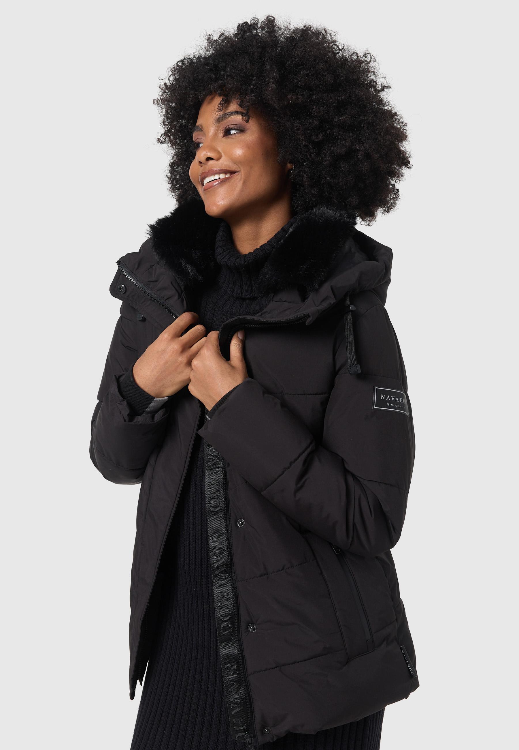 Warme gesteppte Winterjacke mit Kapuze "Sag ja XIV" Black