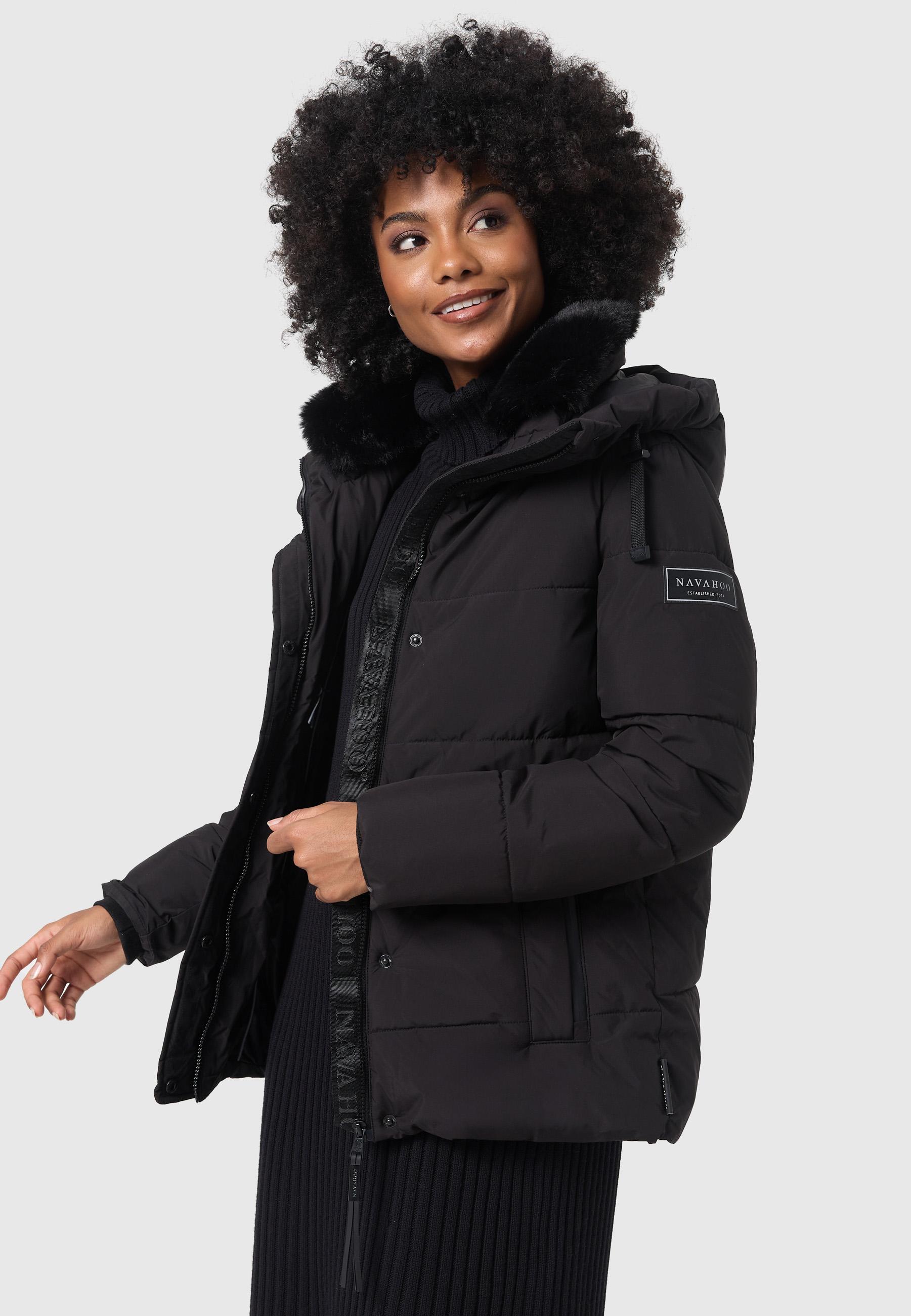 Warme gesteppte Winterjacke mit Kapuze "Sag ja XIV" Black