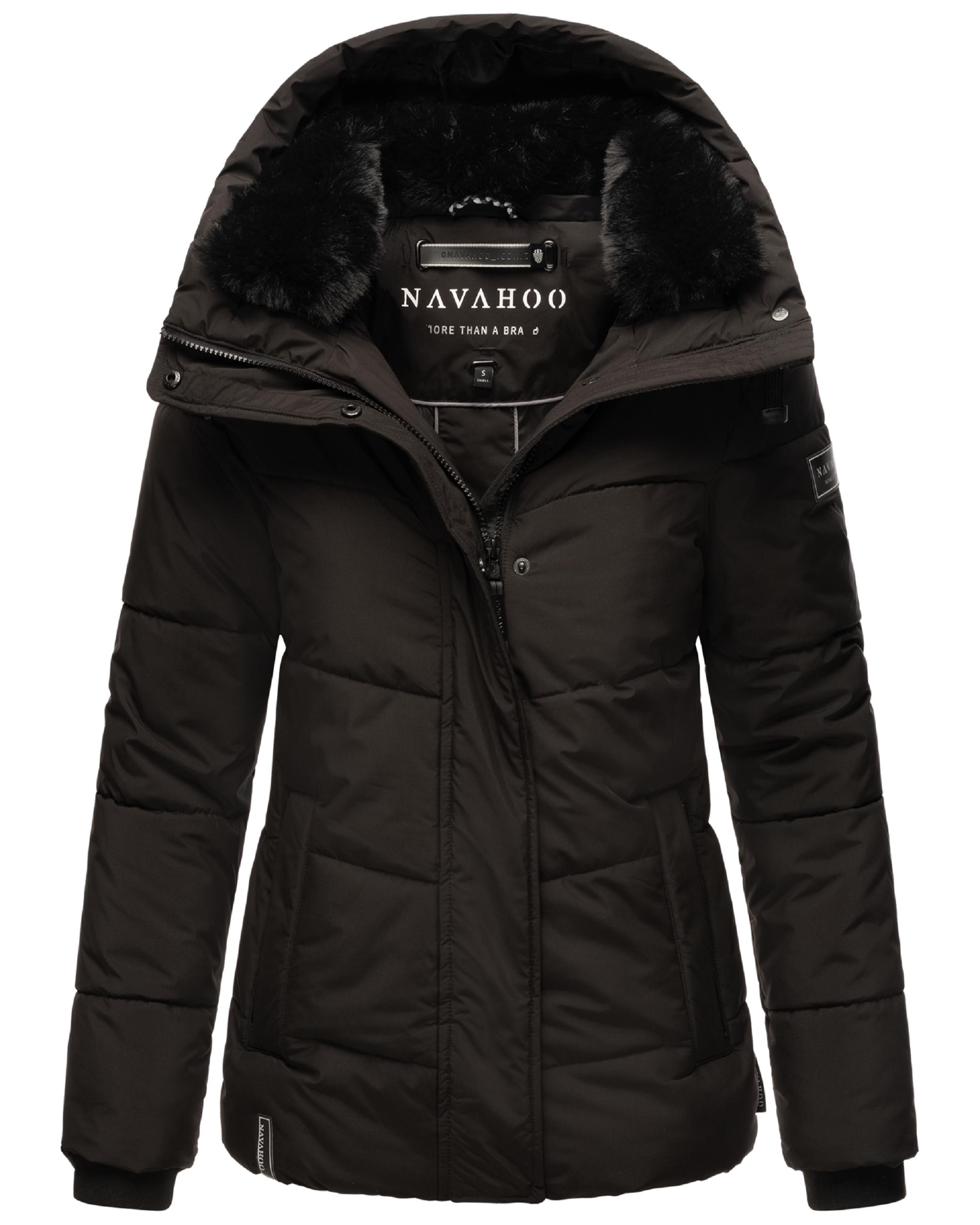 Warme gesteppte Winterjacke mit Kapuze "Sag ja XIV" Black