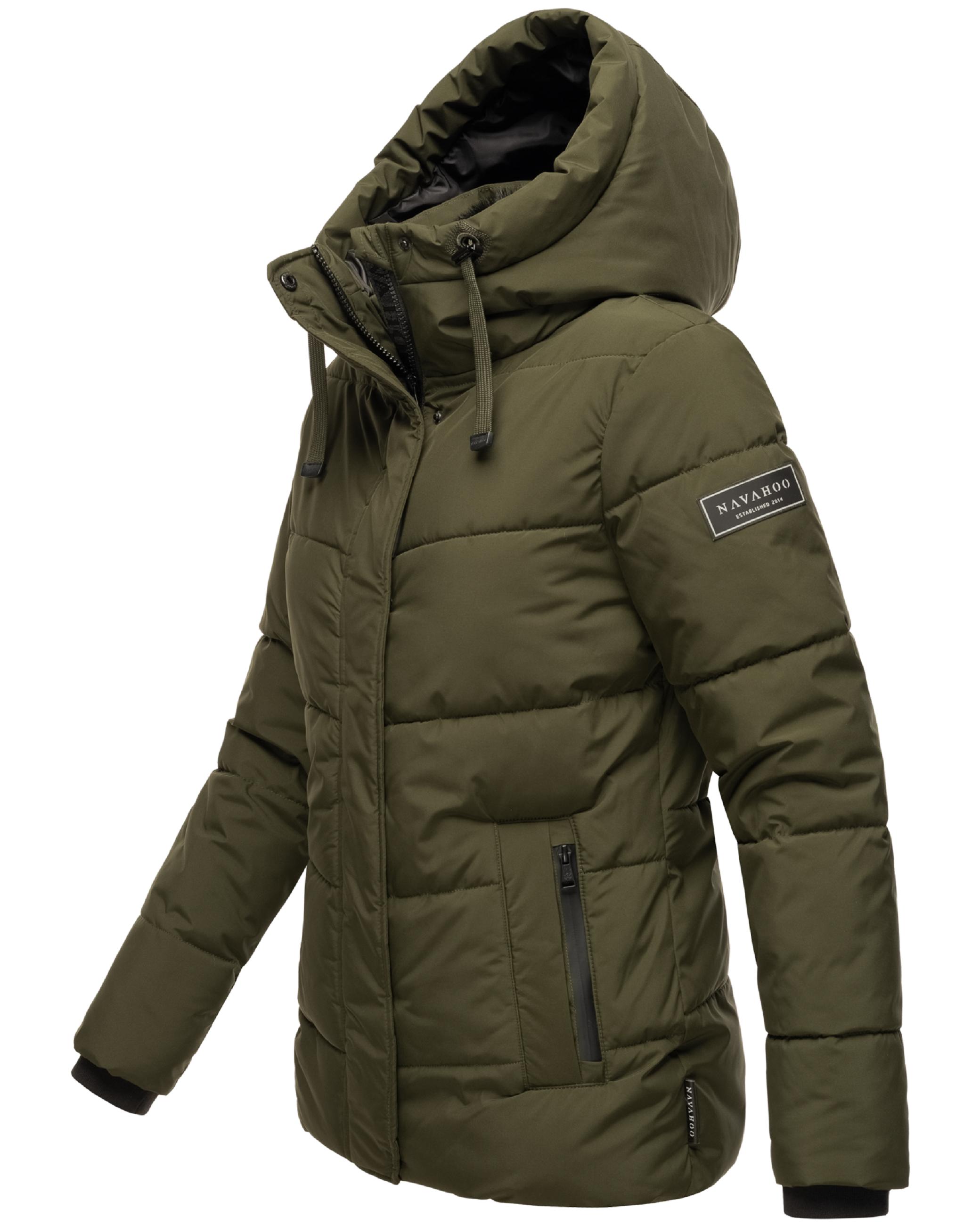 Warme gesteppte Winterjacke mit Kapuze "Sag ja XIV" Dark Olive