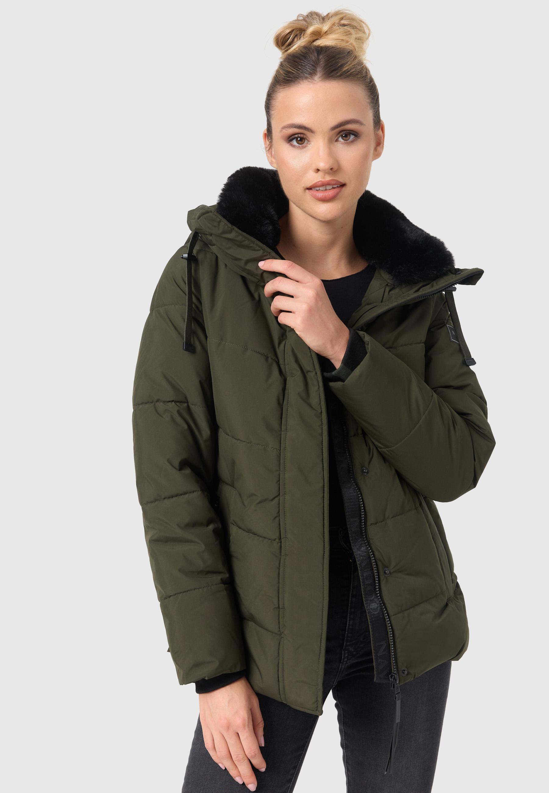 Warme gesteppte Winterjacke mit Kapuze "Sag ja XIV" Dark Olive