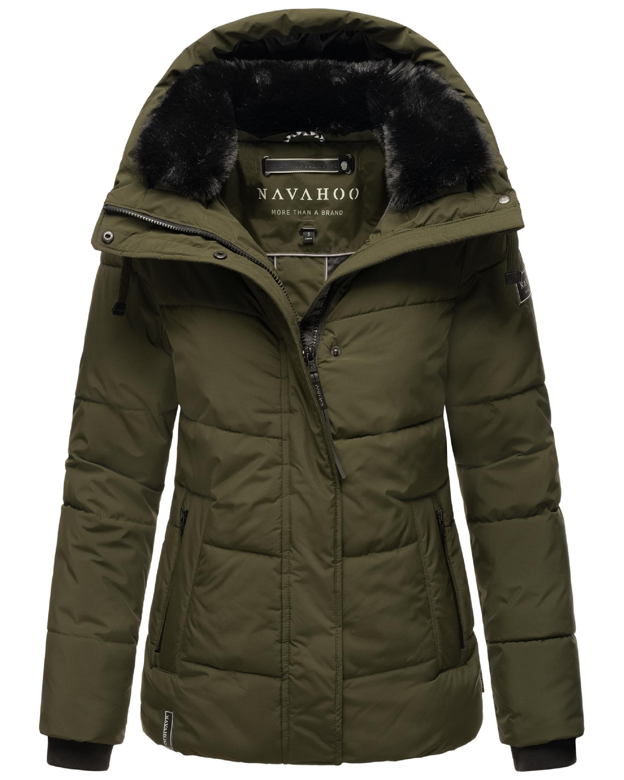 Warme gesteppte Winterjacke mit Kapuze "Sag ja XIV" Dark Olive