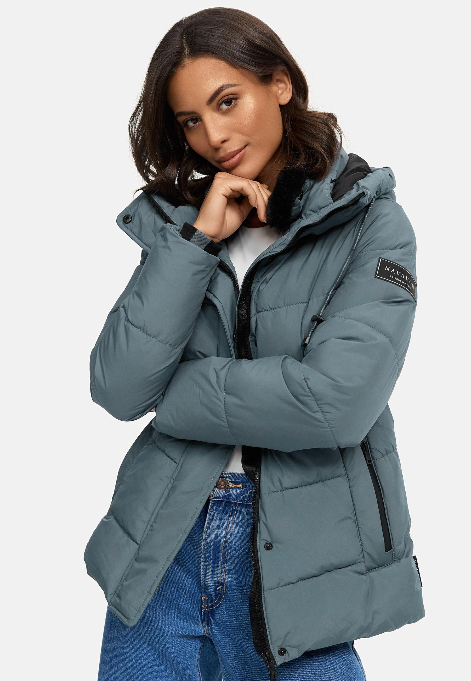 Warme gesteppte Winterjacke mit Kapuze "Sag ja XIV" Dusty Blue