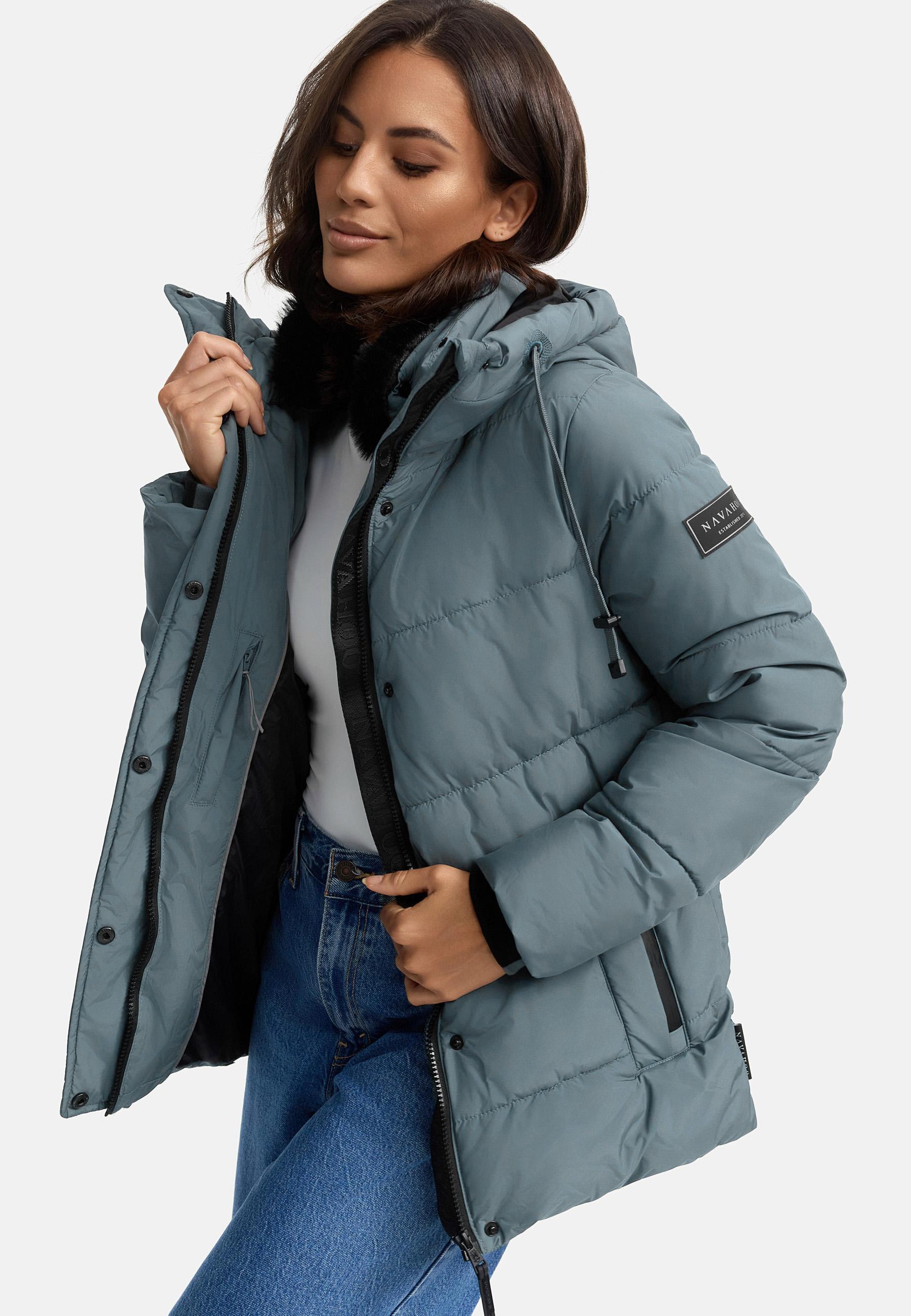 Warme gesteppte Winterjacke mit Kapuze "Sag ja XIV" Dusty Blue