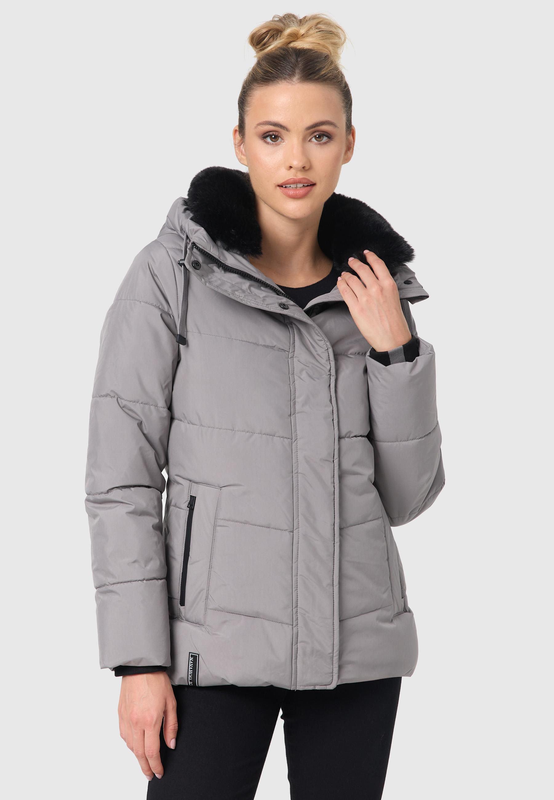 Warme gesteppte Winterjacke mit Kapuze "Sag ja XIV" Grey