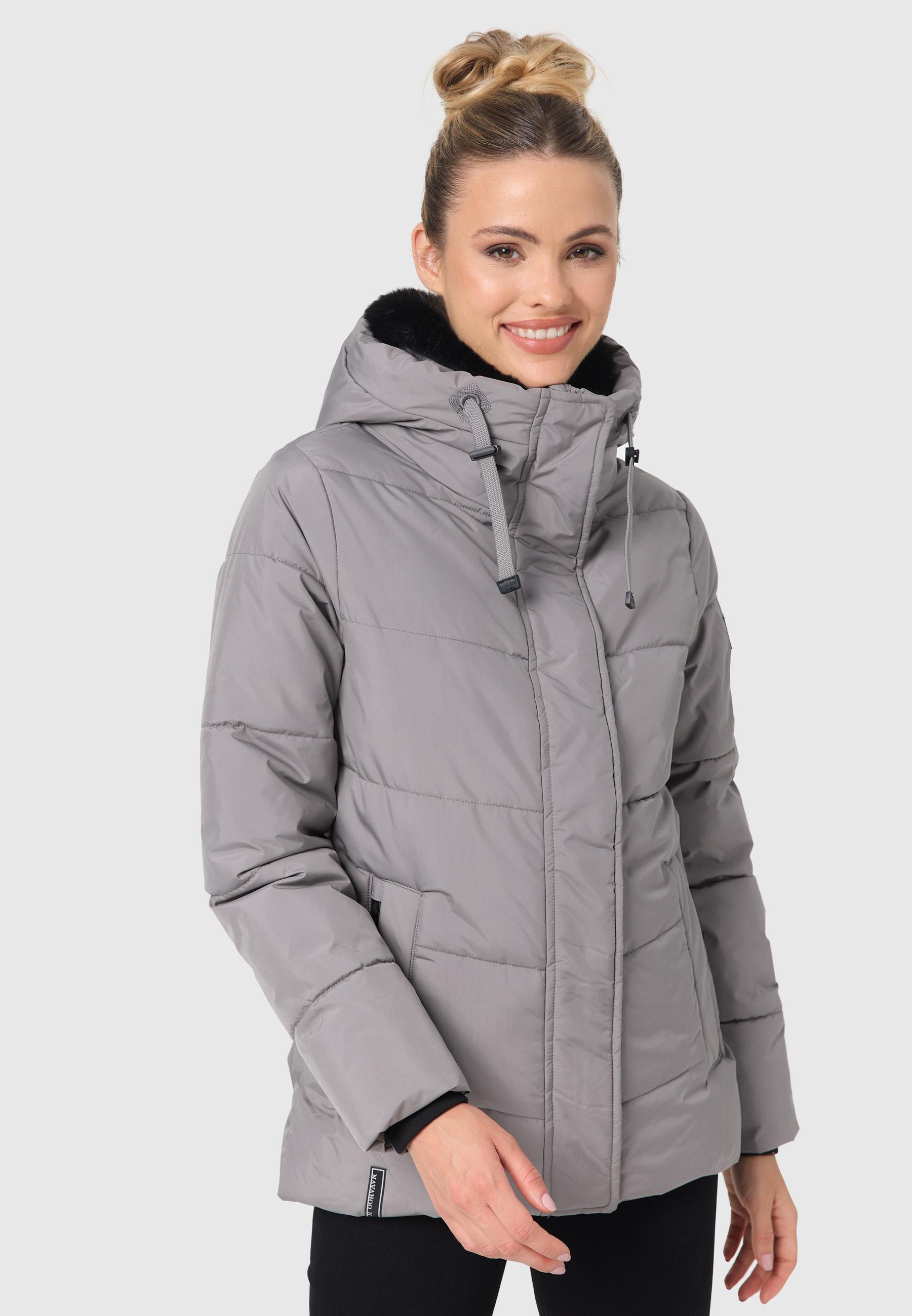 Warme gesteppte Winterjacke mit Kapuze "Sag ja XIV" Grey