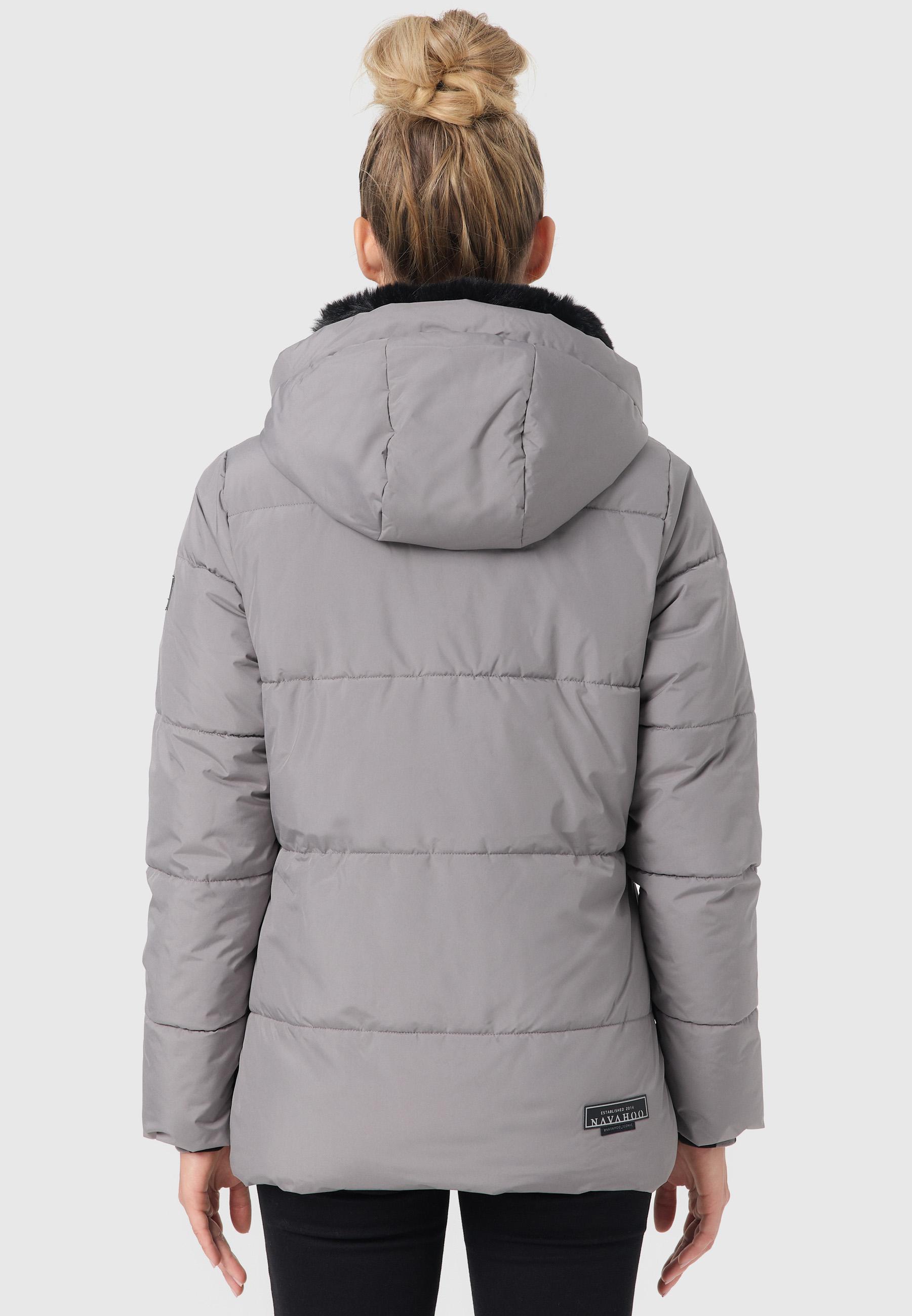 Warme gesteppte Winterjacke mit Kapuze "Sag ja XIV" Grey