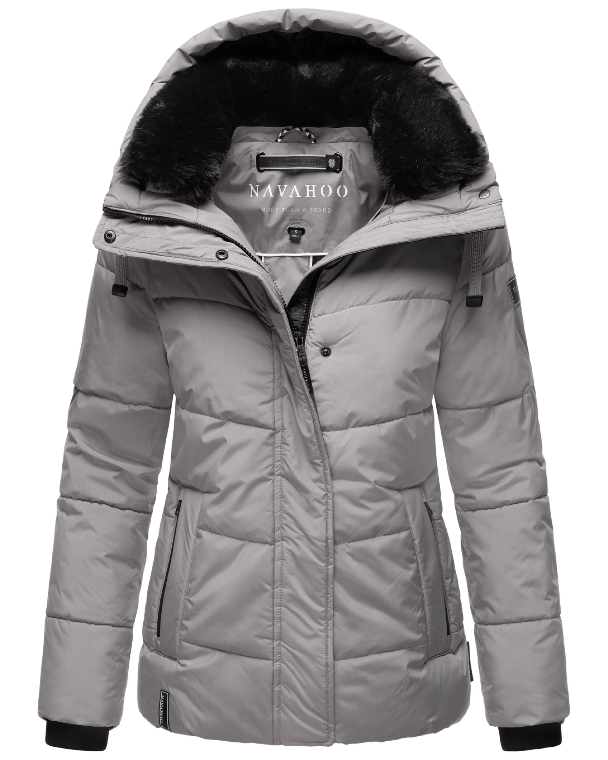 Warme gesteppte Winterjacke mit Kapuze "Sag ja XIV" Grey