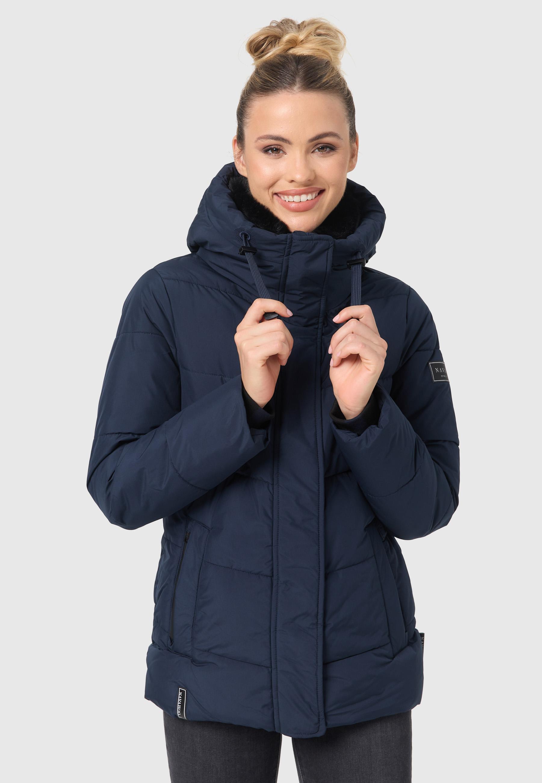 Warme gesteppte Winterjacke mit Kapuze "Sag ja XIV" Navy