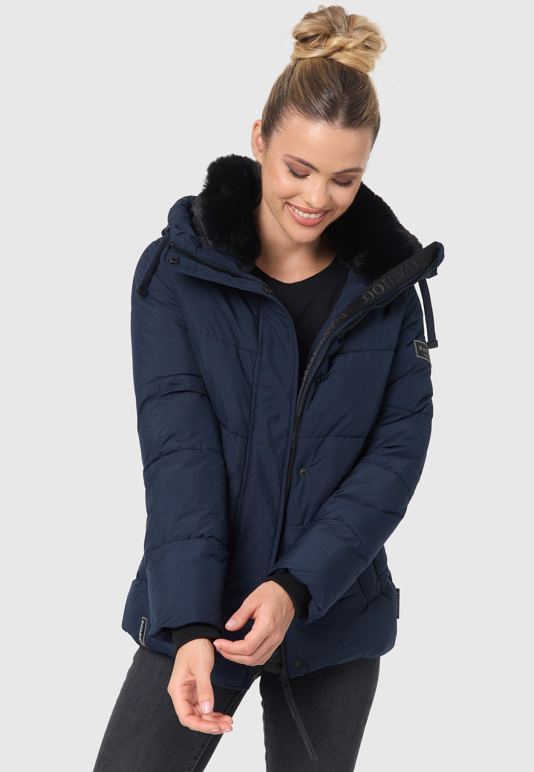 Warme gesteppte Winterjacke mit Kapuze "Sag ja XIV" Navy