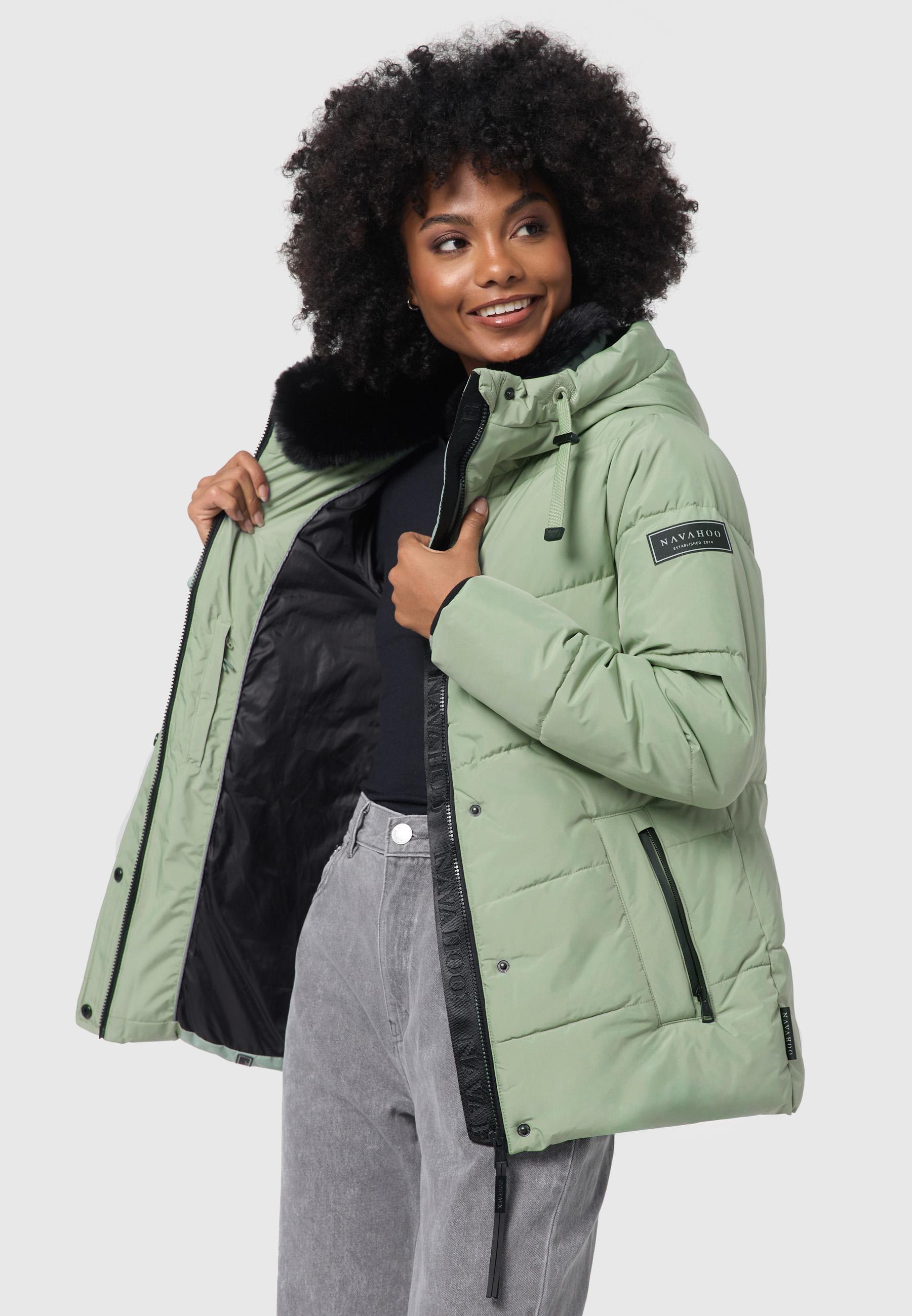 Warme gesteppte Winterjacke mit Kapuze "Sag ja XIV" Smokey Mint