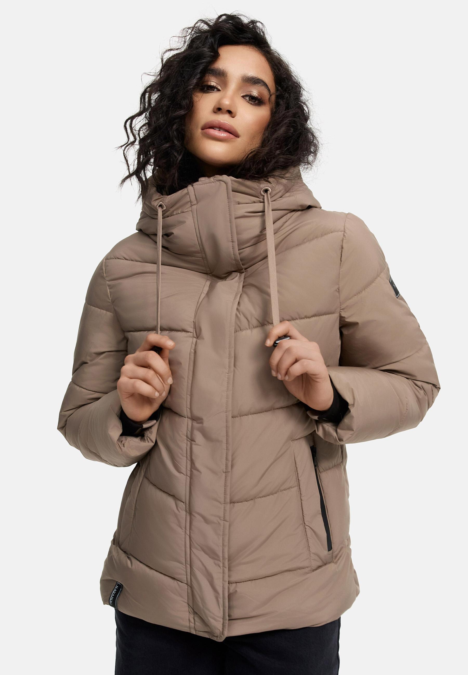 Warme gesteppte Winterjacke mit Kapuze "Sag ja XIV" Taupe Grey