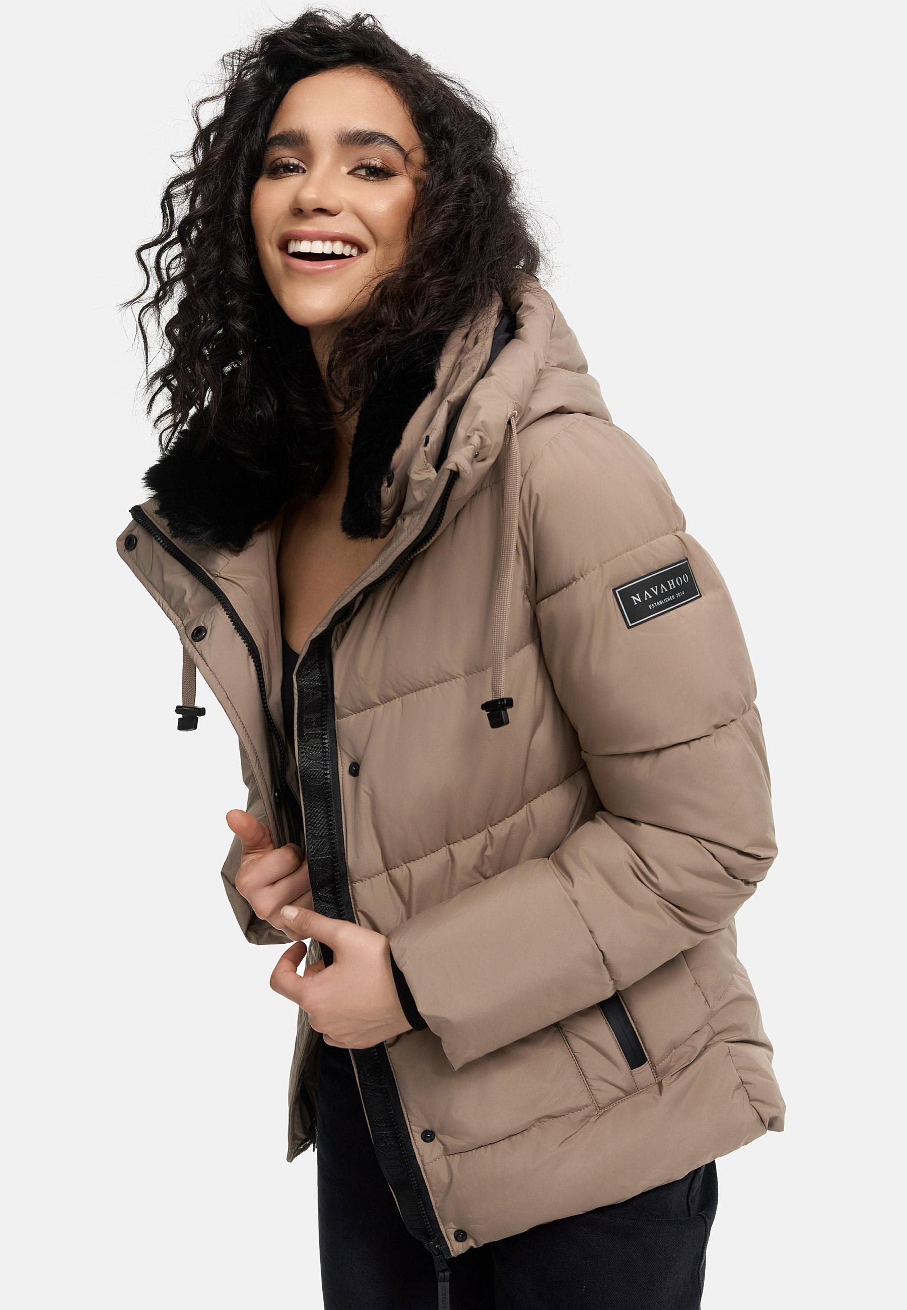 Warme gesteppte Winterjacke mit Kapuze "Sag ja XIV" Taupe Grey