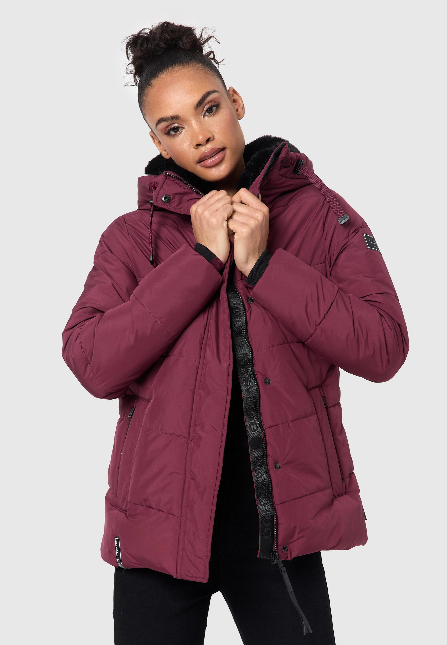 Warme gesteppte Winterjacke mit Kapuze "Sag ja XIV" Wine