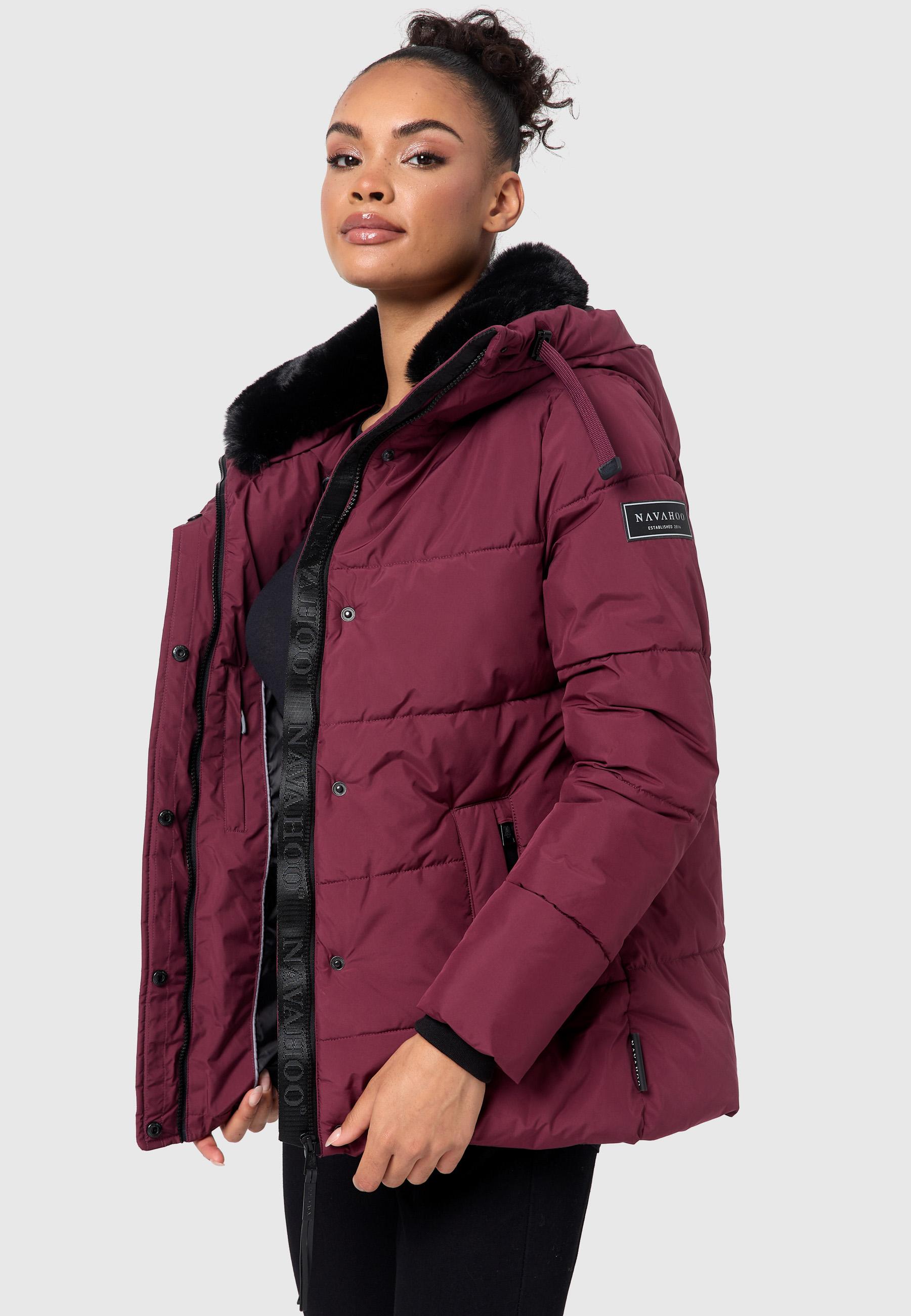 Warme gesteppte Winterjacke mit Kapuze "Sag ja XIV" Wine