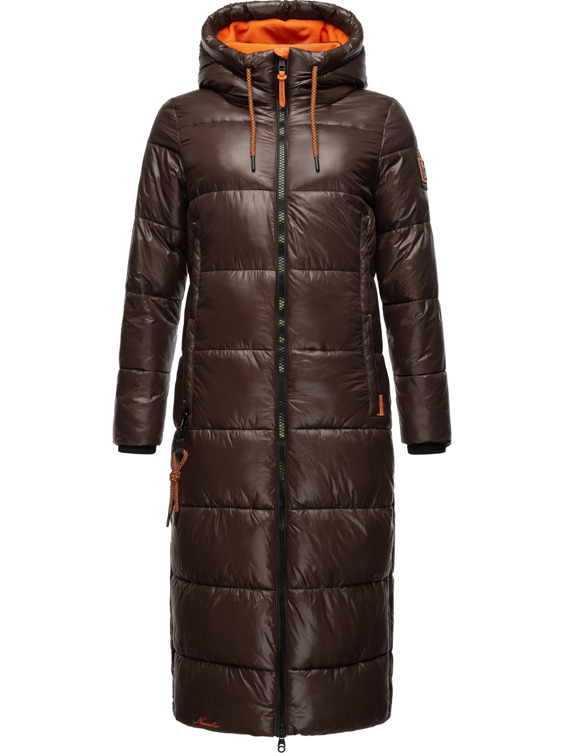 Langer Winter Steppmantel "Schmuseengel" Dark Choco