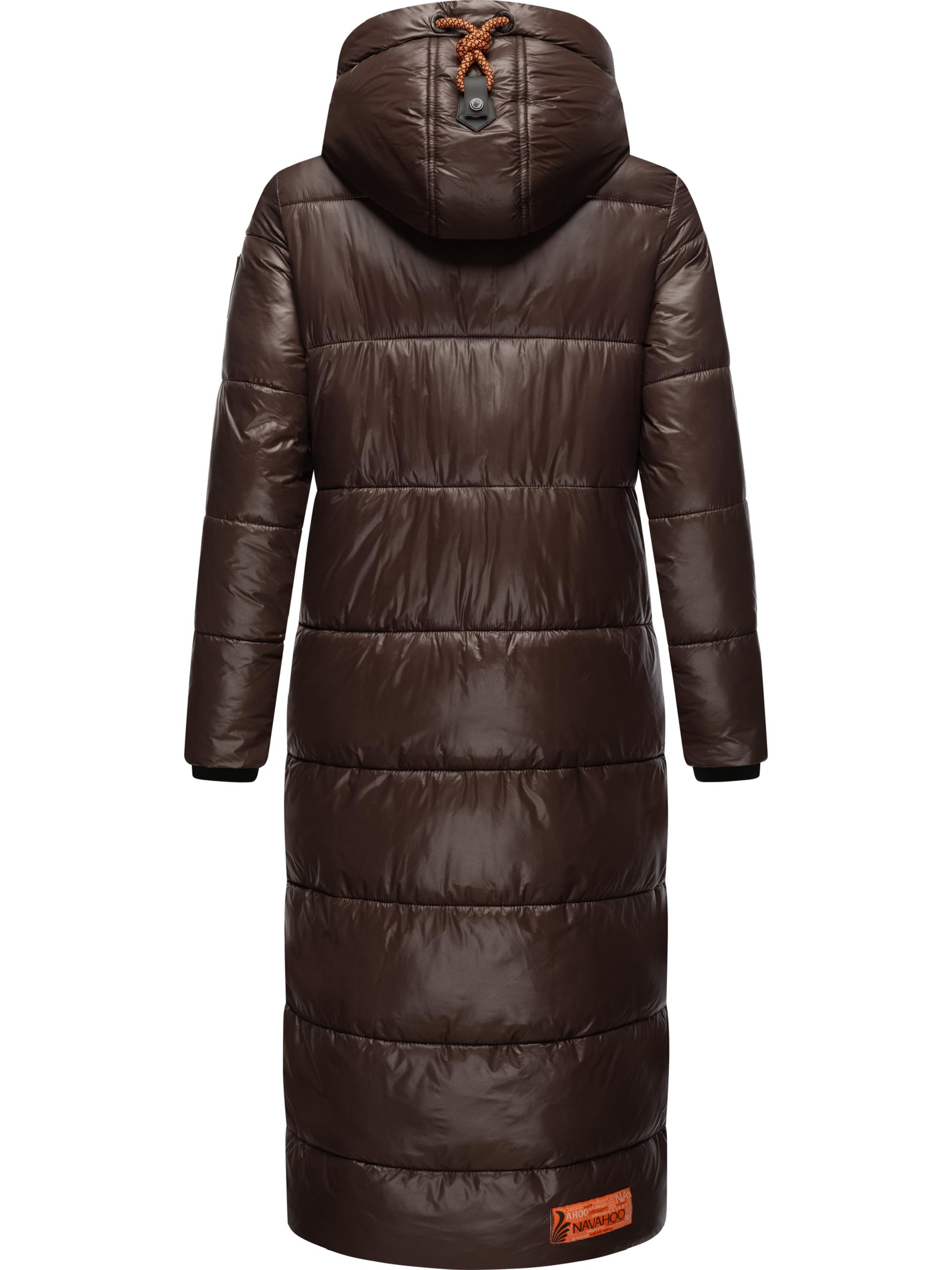 Langer Winter Steppmantel "Schmuseengel" Dark Choco