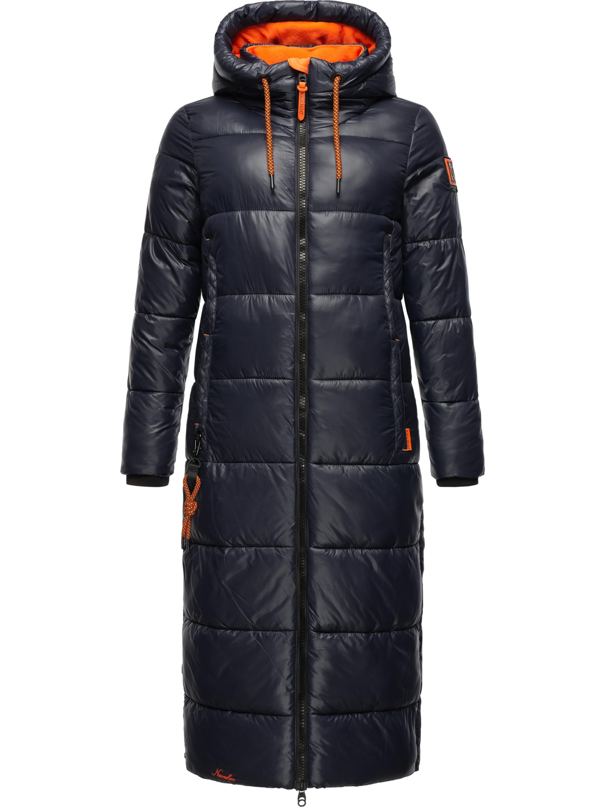 Langer Winter Steppmantel "Schmuseengel" Navy