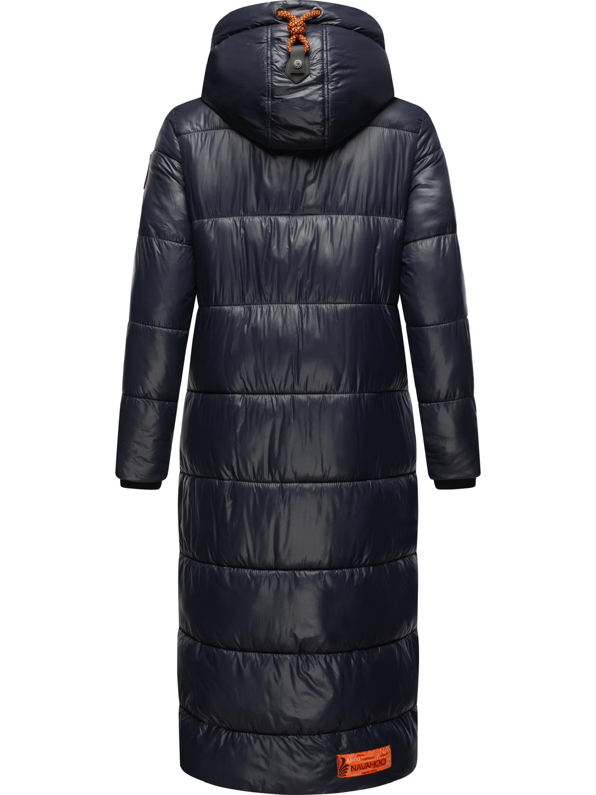 Langer Winter Steppmantel "Schmuseengel" Navy