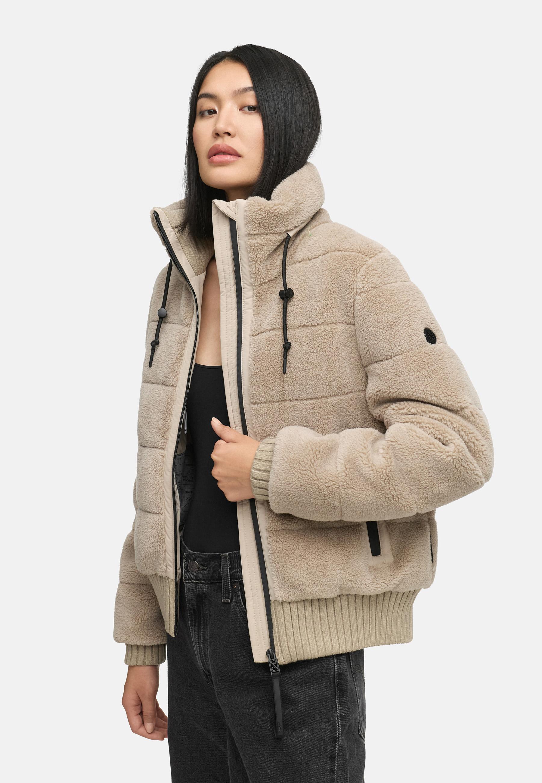 warme Plüschjacke "Schneepuder 14" Light Taupe