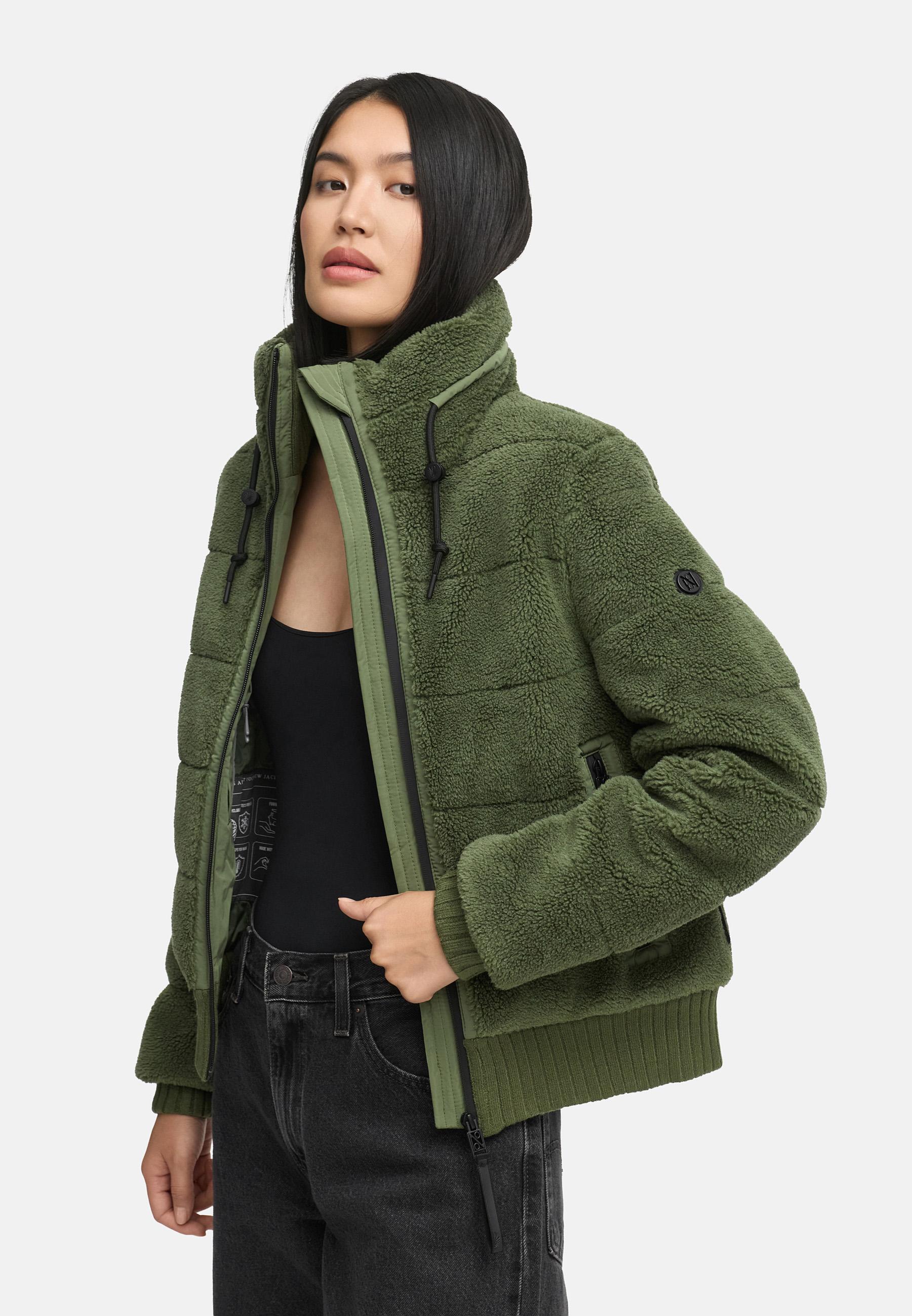 warme Plüschjacke "Schneepuder 14" Olive Leaf