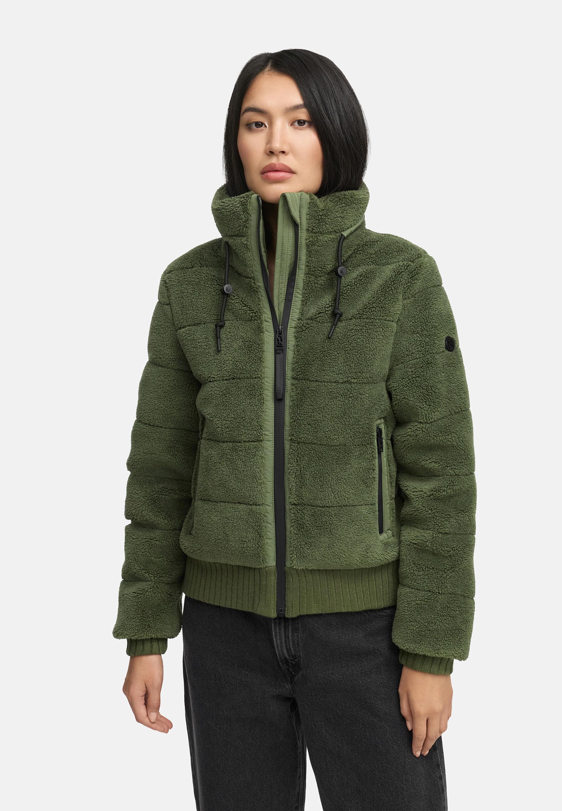 warme Plüschjacke "Schneepuder 14" Olive Leaf