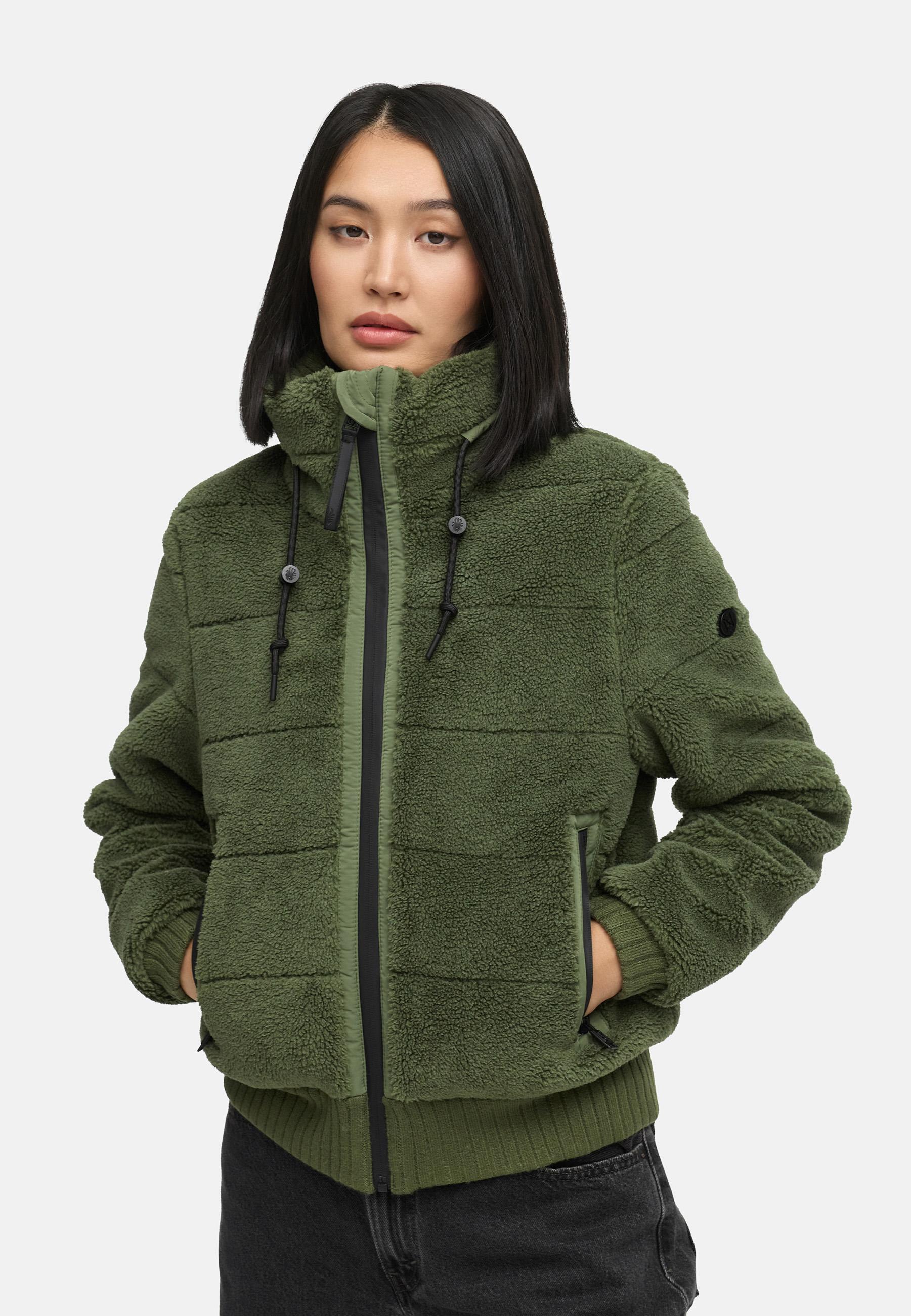 warme Plüschjacke "Schneepuder 14" Olive Leaf