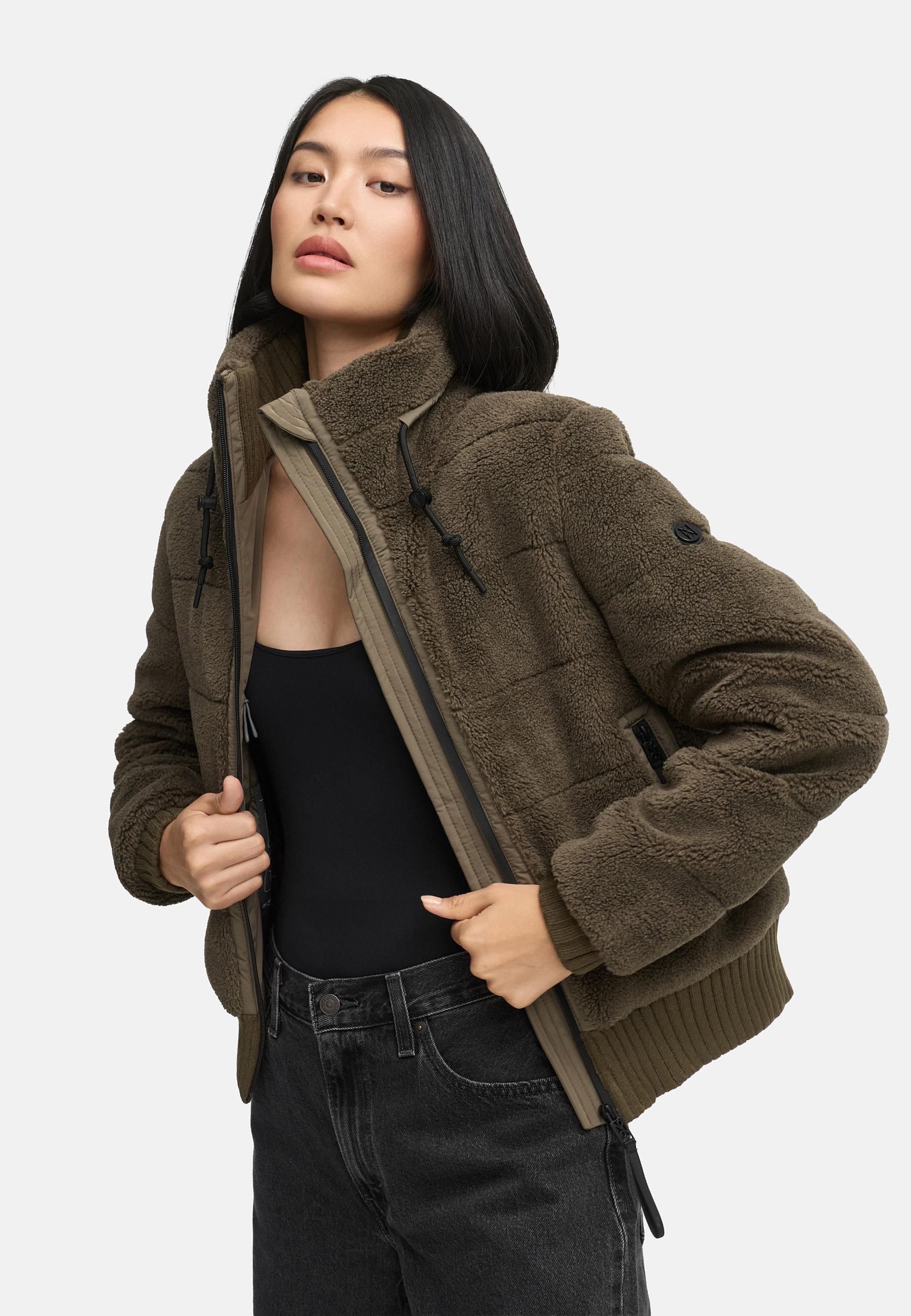 warme Plüschjacke "Schneepuder 14" Stone Brown