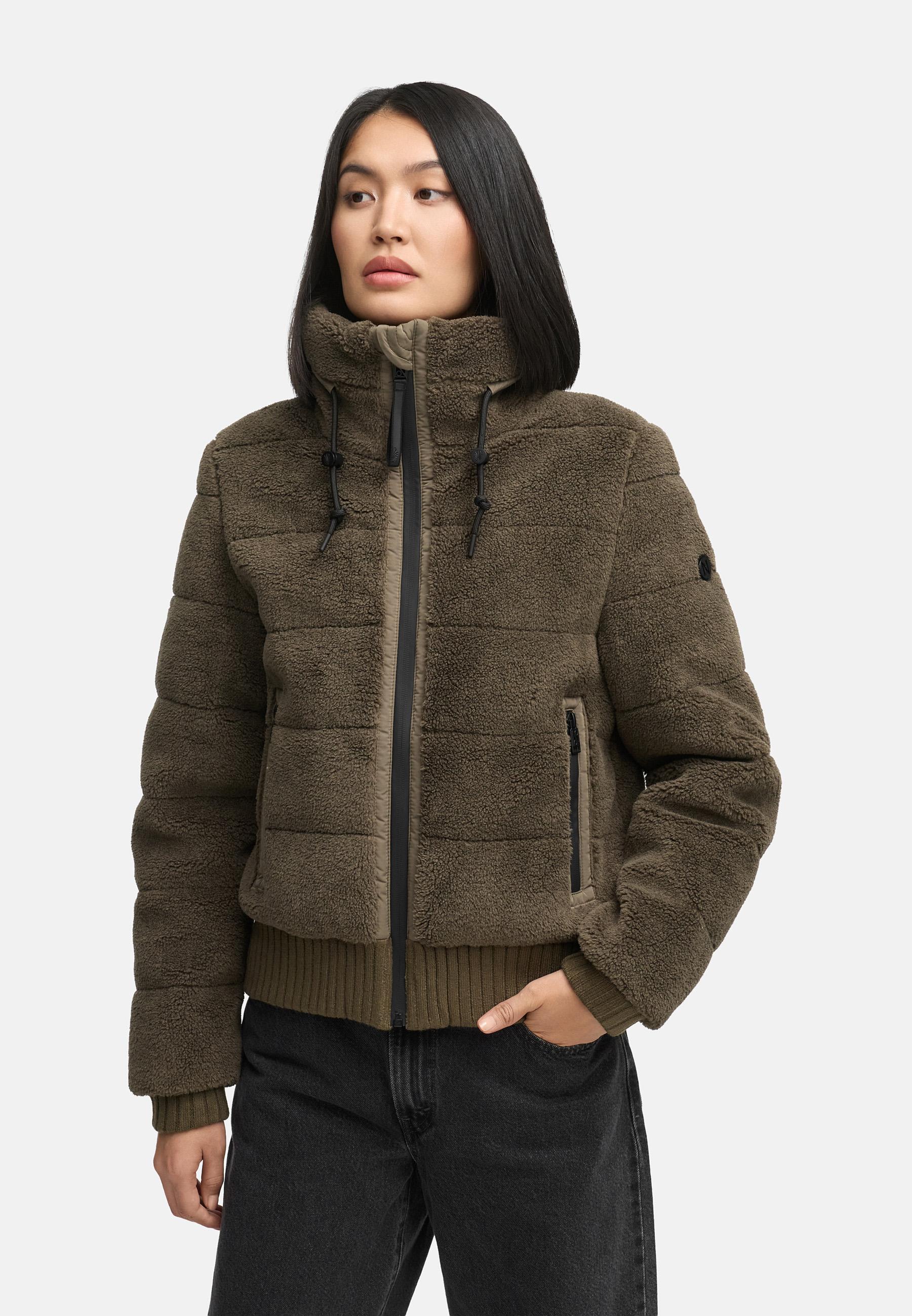 warme Plüschjacke "Schneepuder 14" Stone Brown