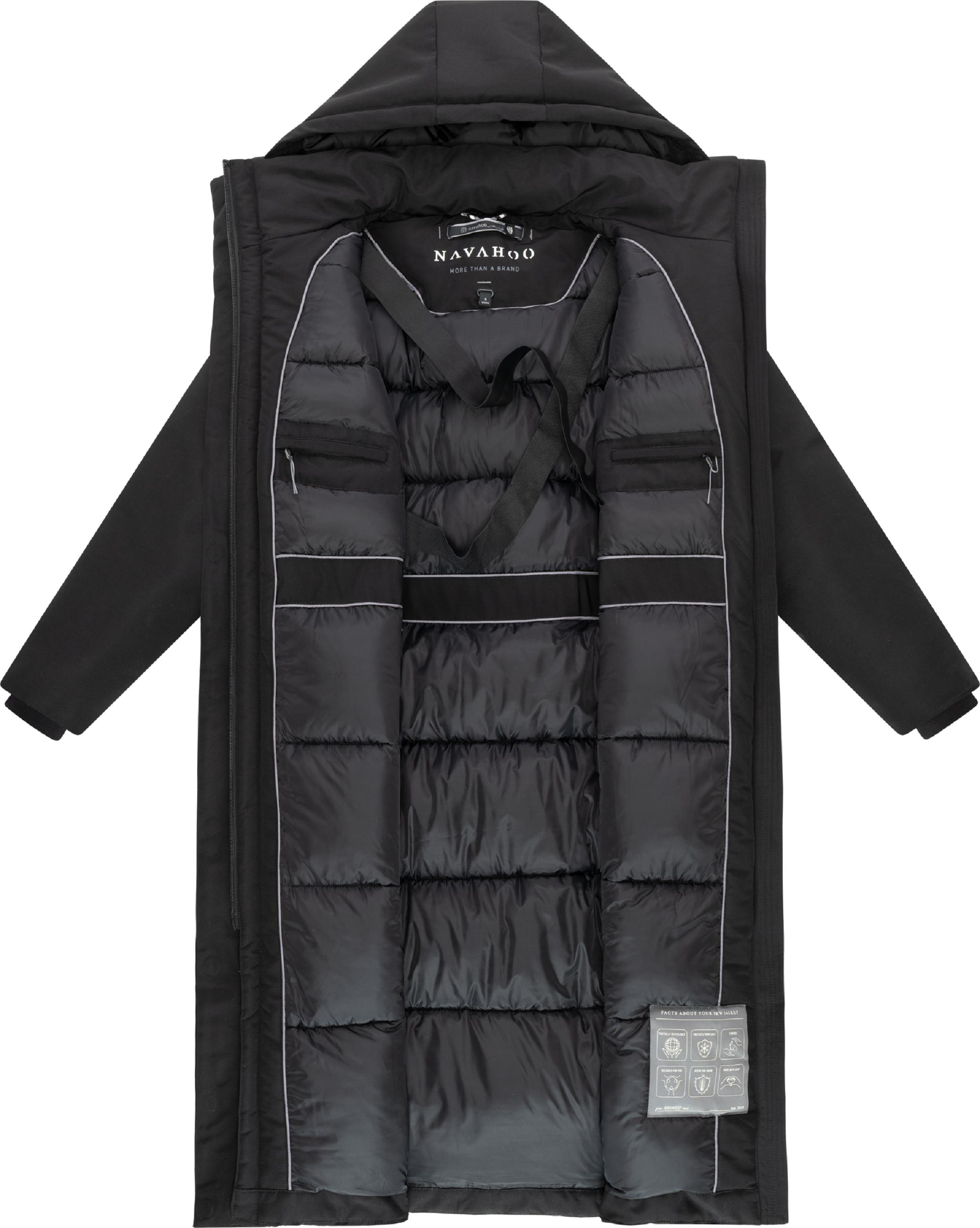 Warmer Wintermantel mit Rucksackträgern "Schneewächter 14" Black