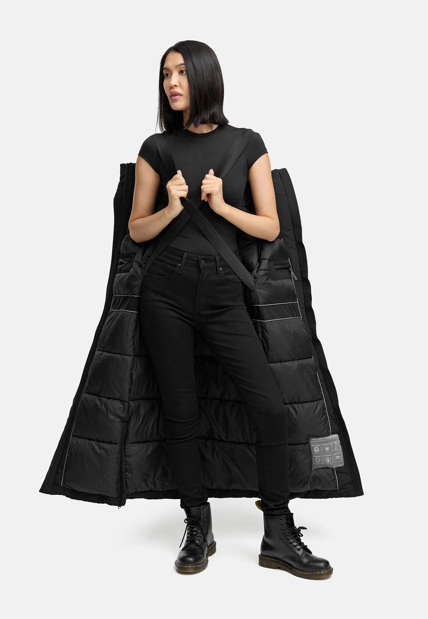 Warmer Wintermantel mit Rucksackträgern "Schneewächter 14" Black