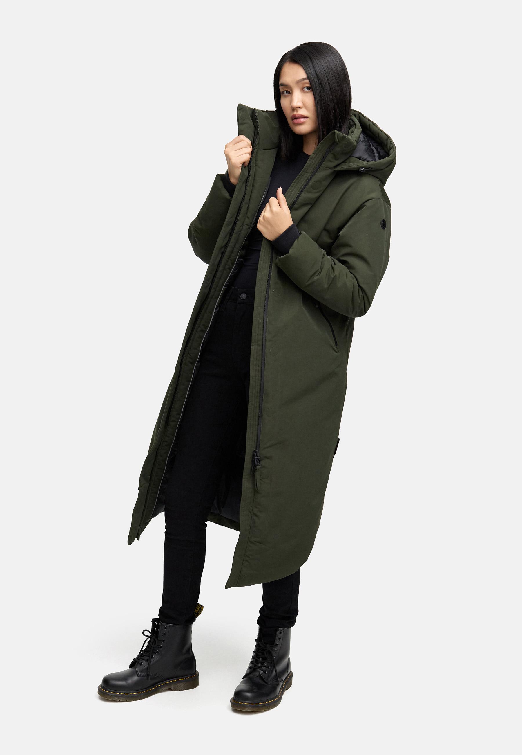 Warmer Wintermantel mit Rucksackträgern "Schneewächter 14" Dark Olive