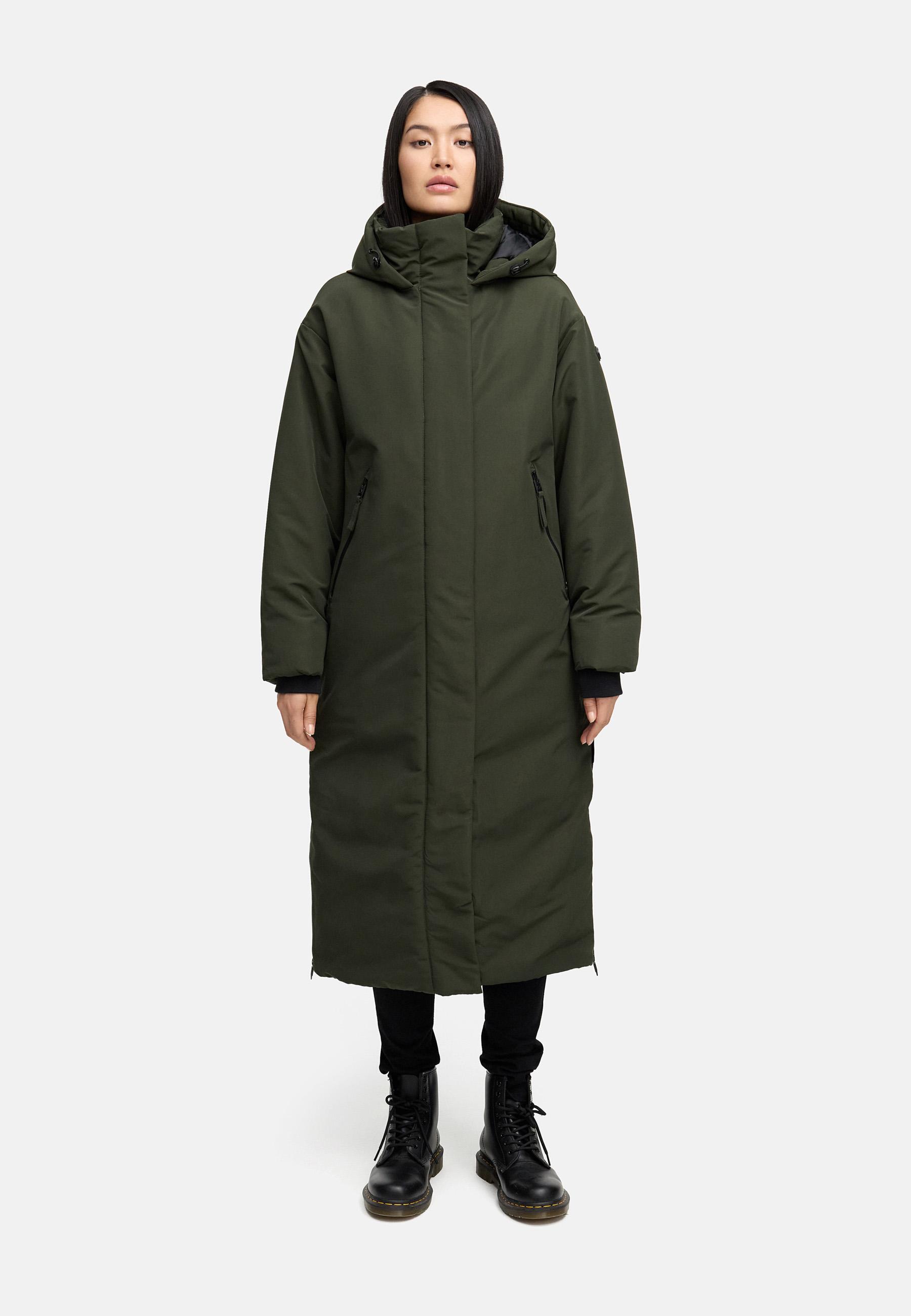 Warmer Wintermantel mit Rucksackträgern "Schneewächter 14" Dark Olive